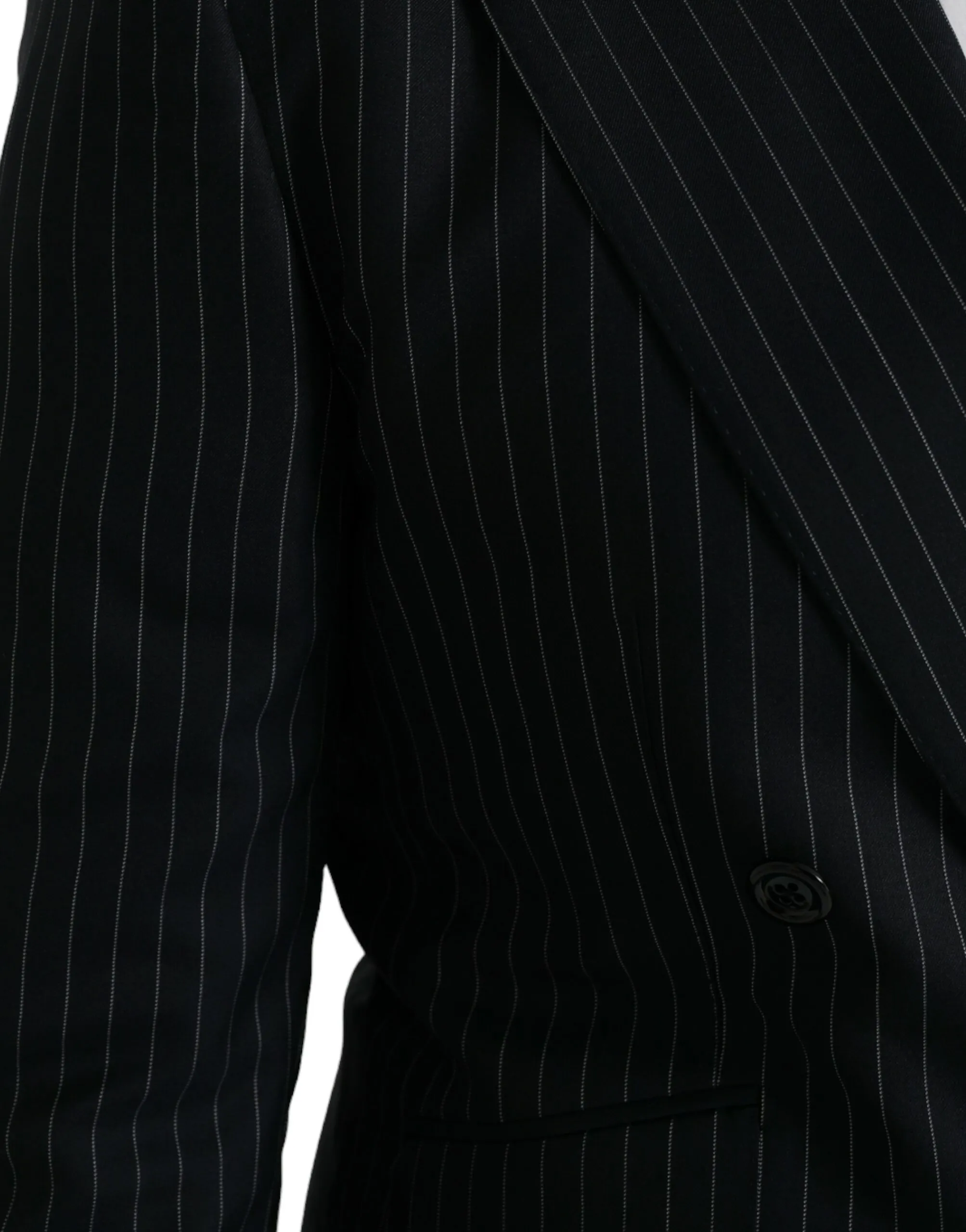 Dolce & Gabbana Men's Black Stripe SICILIA Double Breasted Coat Blazer