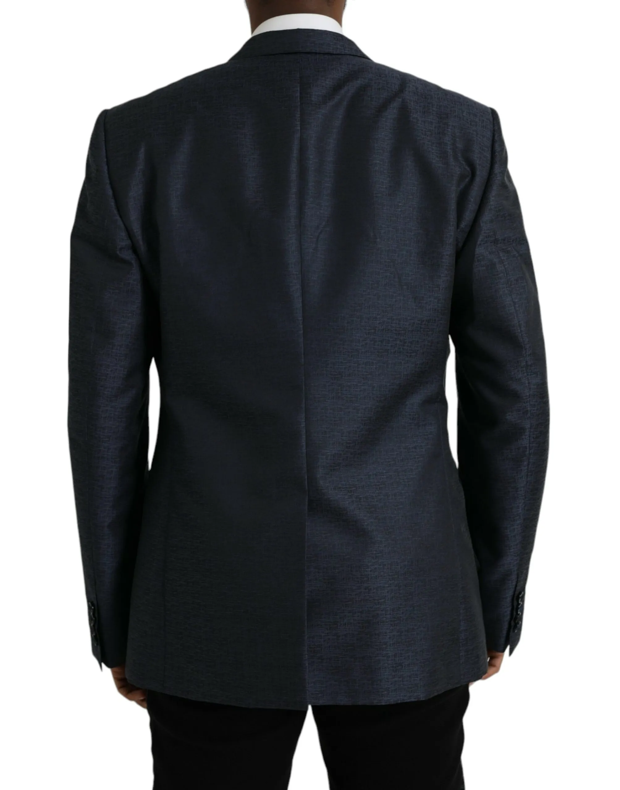 Dolce & Gabbana Men's Blue Wool GOLD Single Breasted Coat Blazer