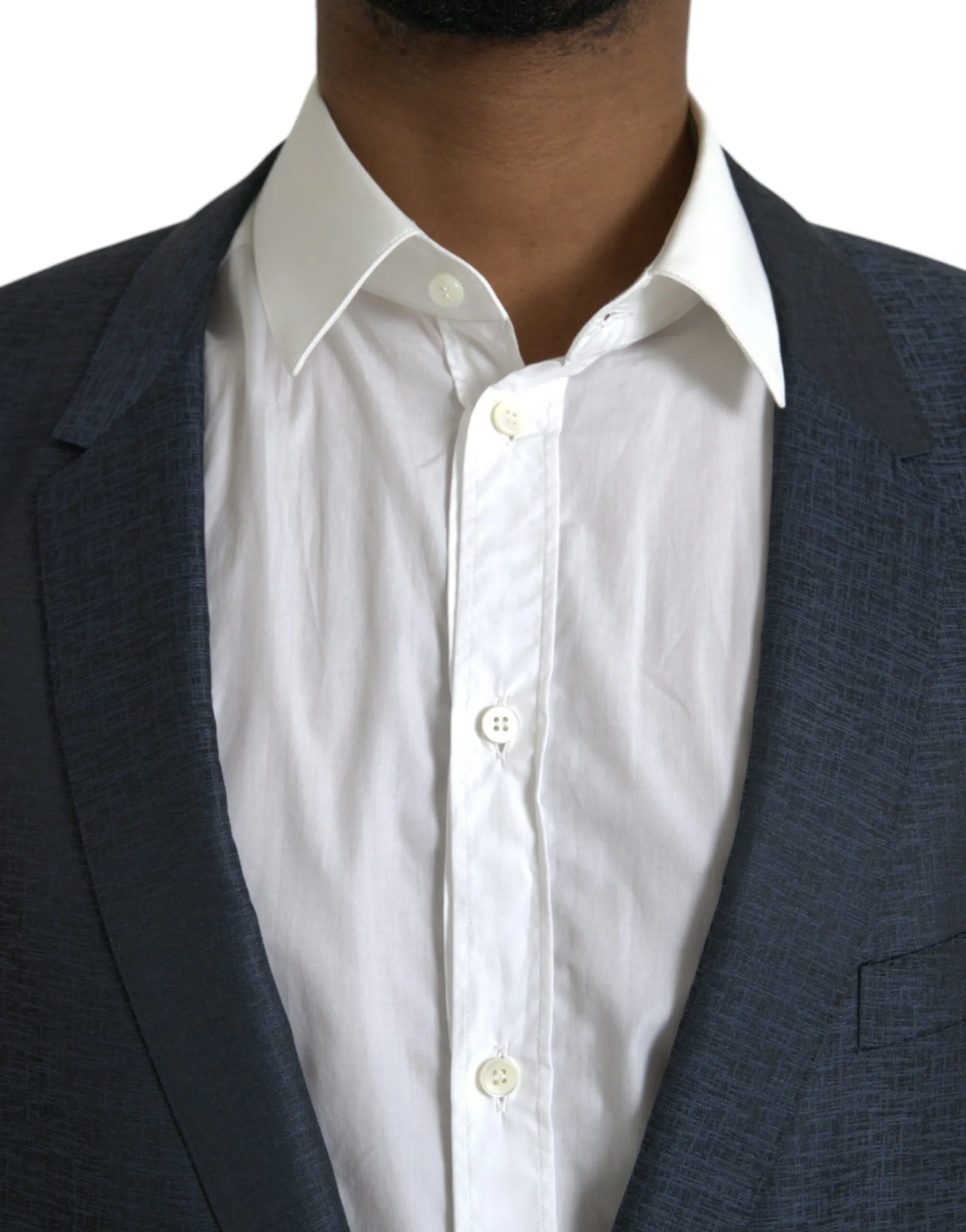 Dolce & Gabbana Men's Blue Wool GOLD Single Breasted Coat Blazer