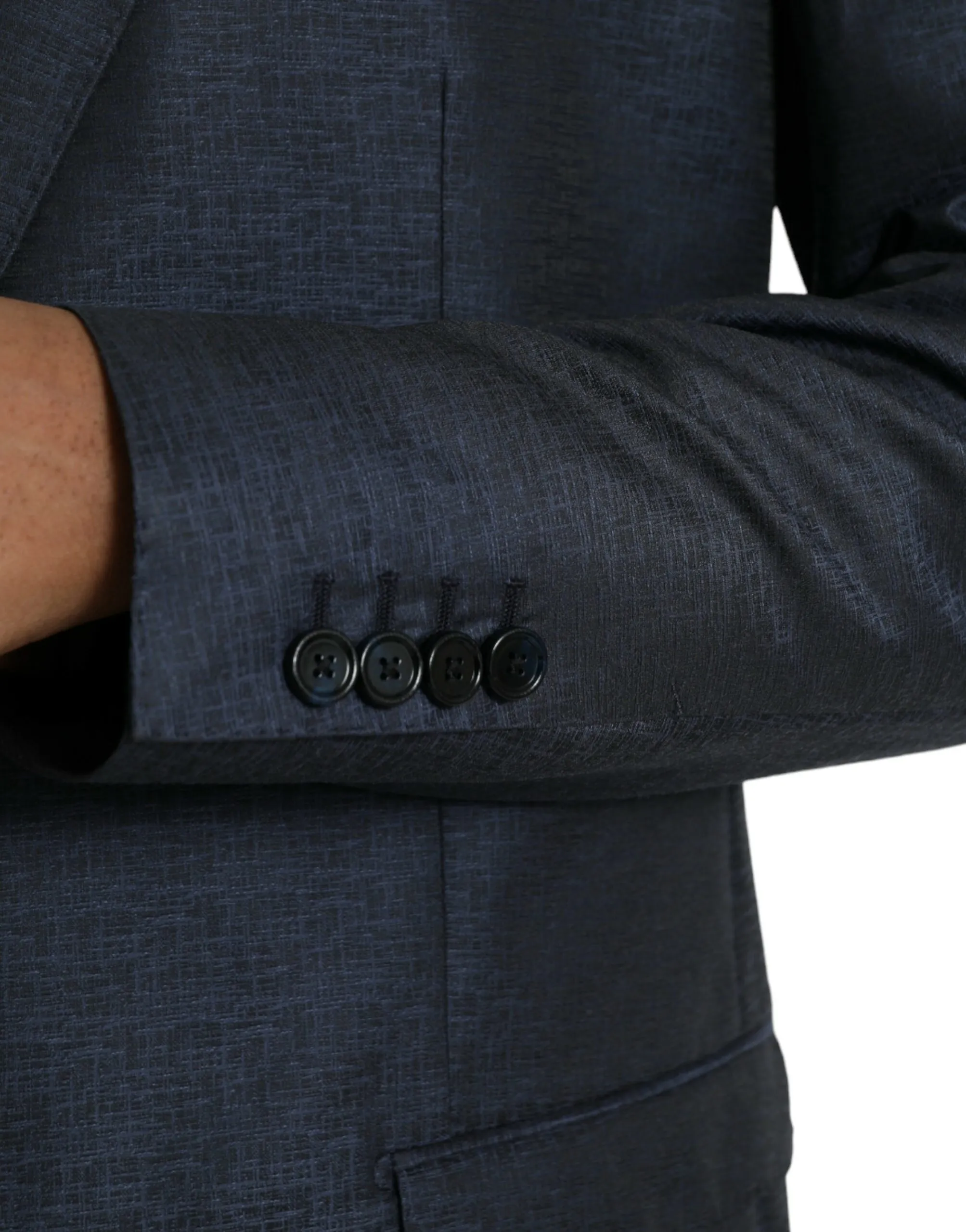 Dolce & Gabbana Men's Blue Wool GOLD Single Breasted Coat Blazer