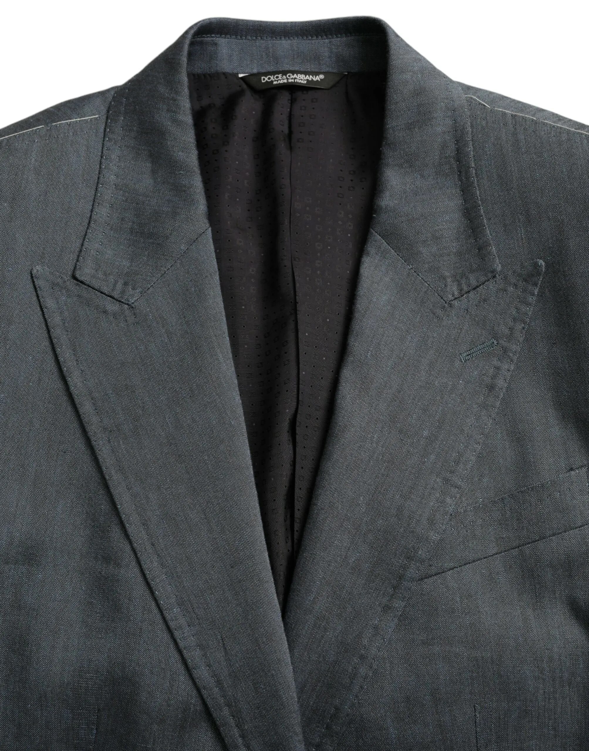 Dolce & Gabbana Men's Blue Linen NAPOLI Single Breasted Coat Blazer