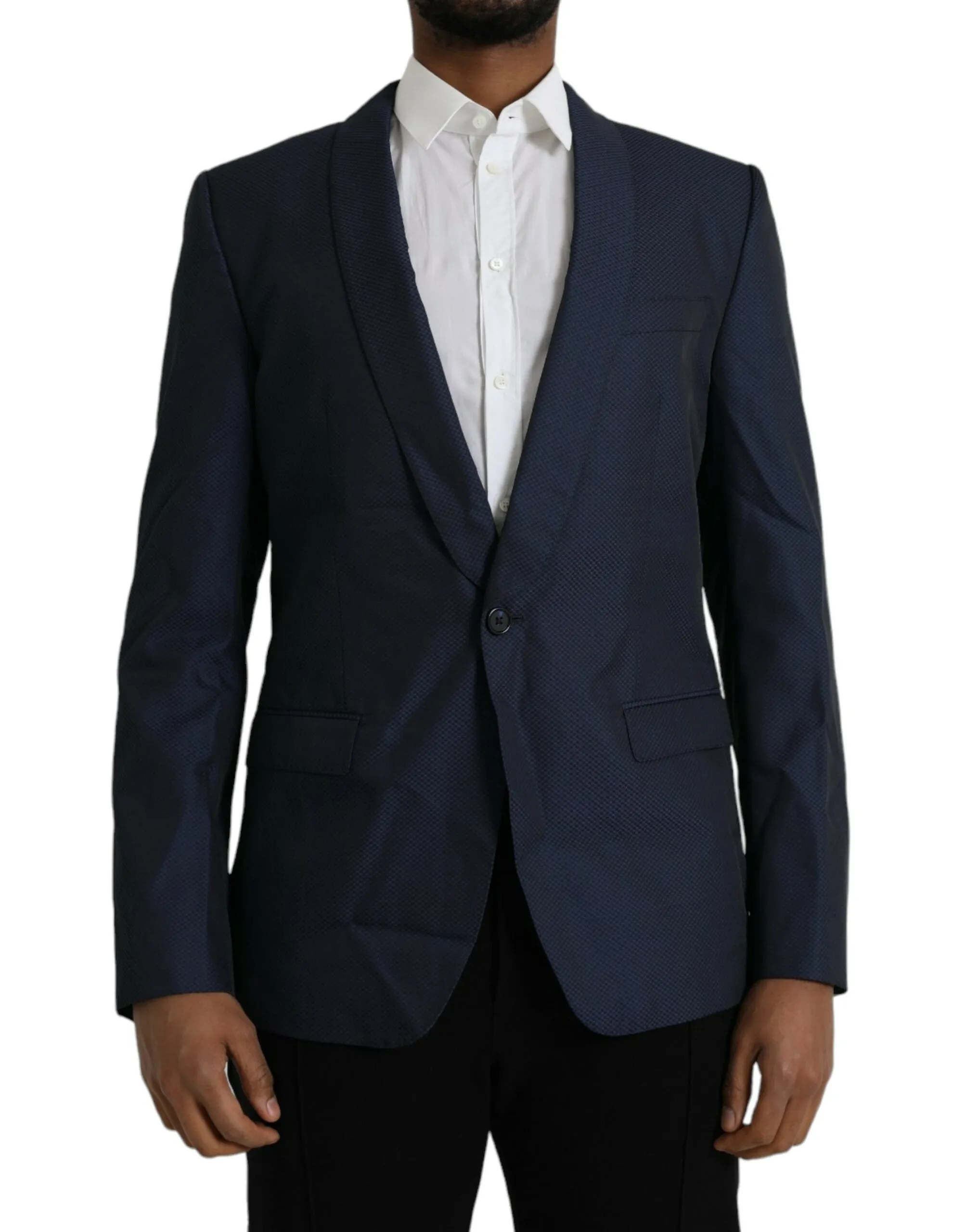 Dolce & Gabbana Men's Blue MARTINI Shawl Single Breasted Blazer