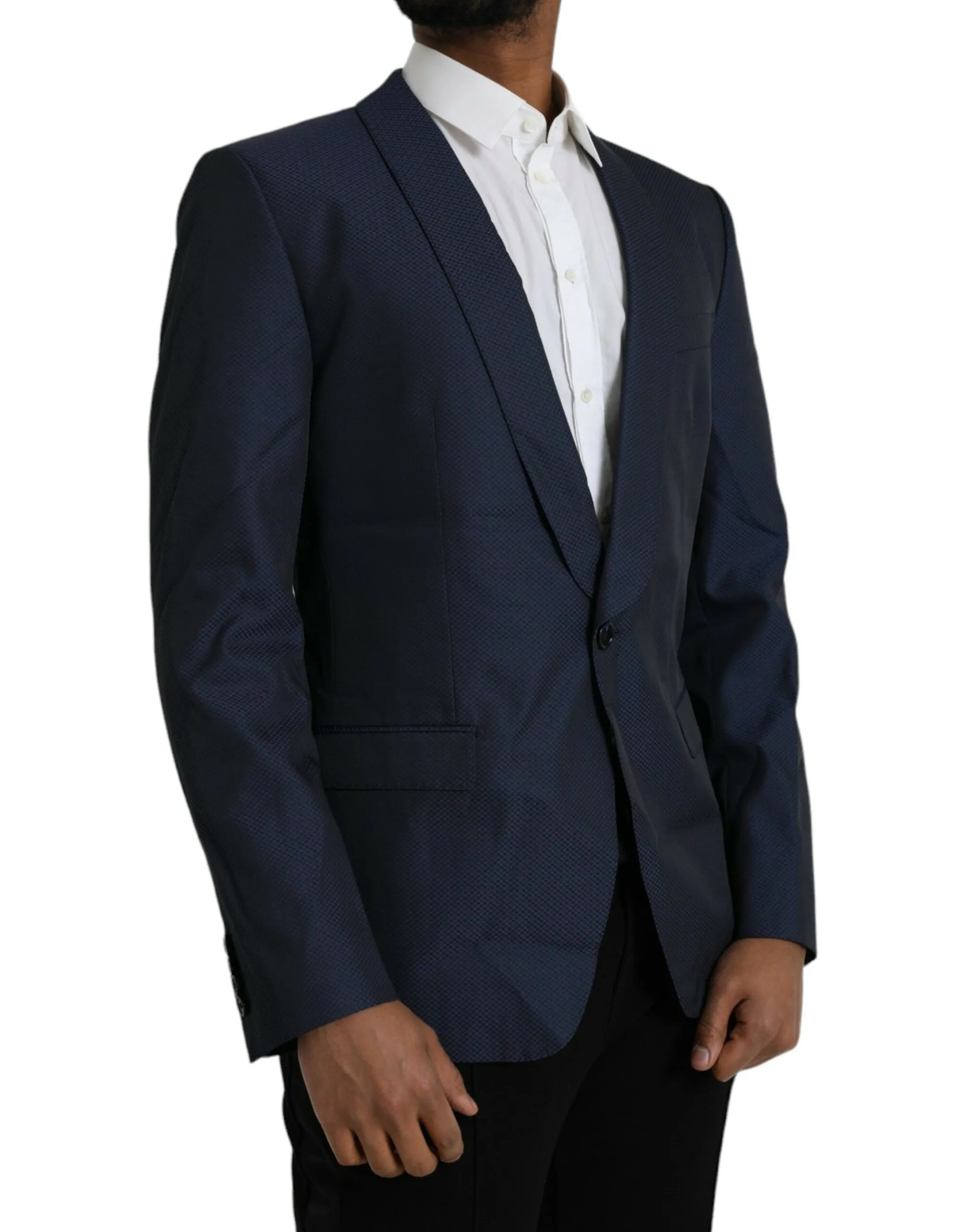 Dolce & Gabbana Men's Blue MARTINI Shawl Single Breasted Blazer