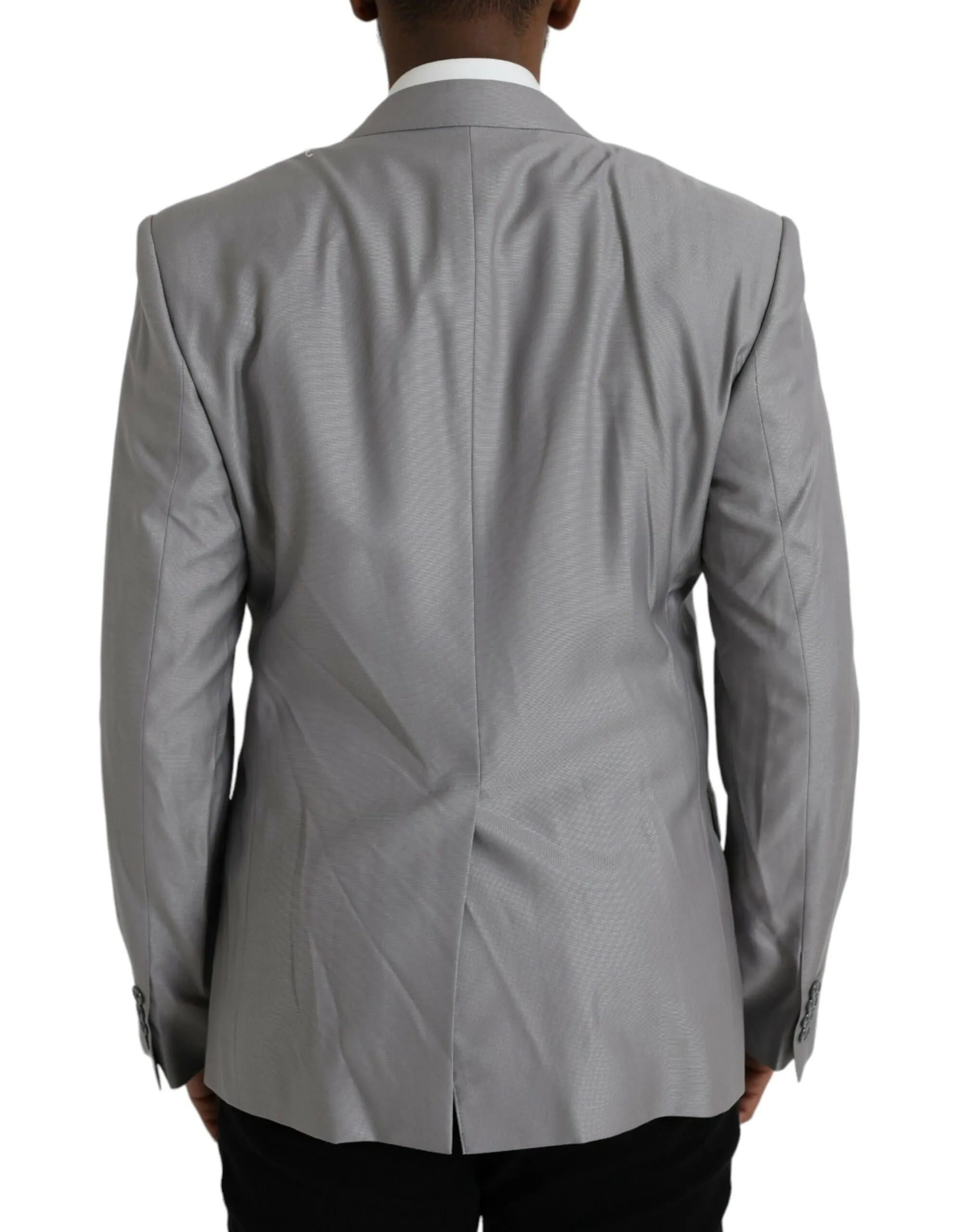 Dolce & Gabbana Men's Gray Wool Peak Single Breasted Coat Blazer