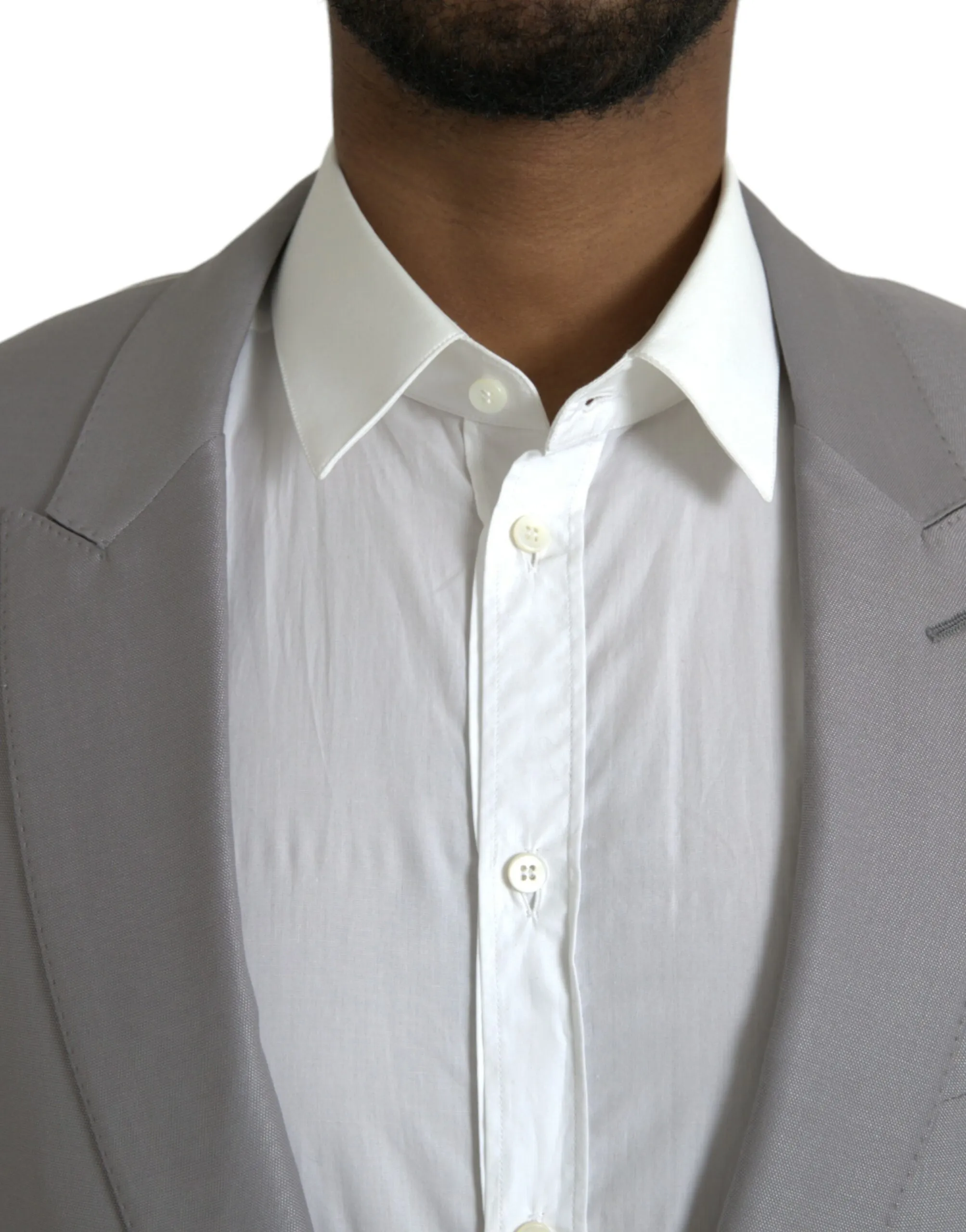 Dolce & Gabbana Men's Gray Wool Peak Single Breasted Coat Blazer