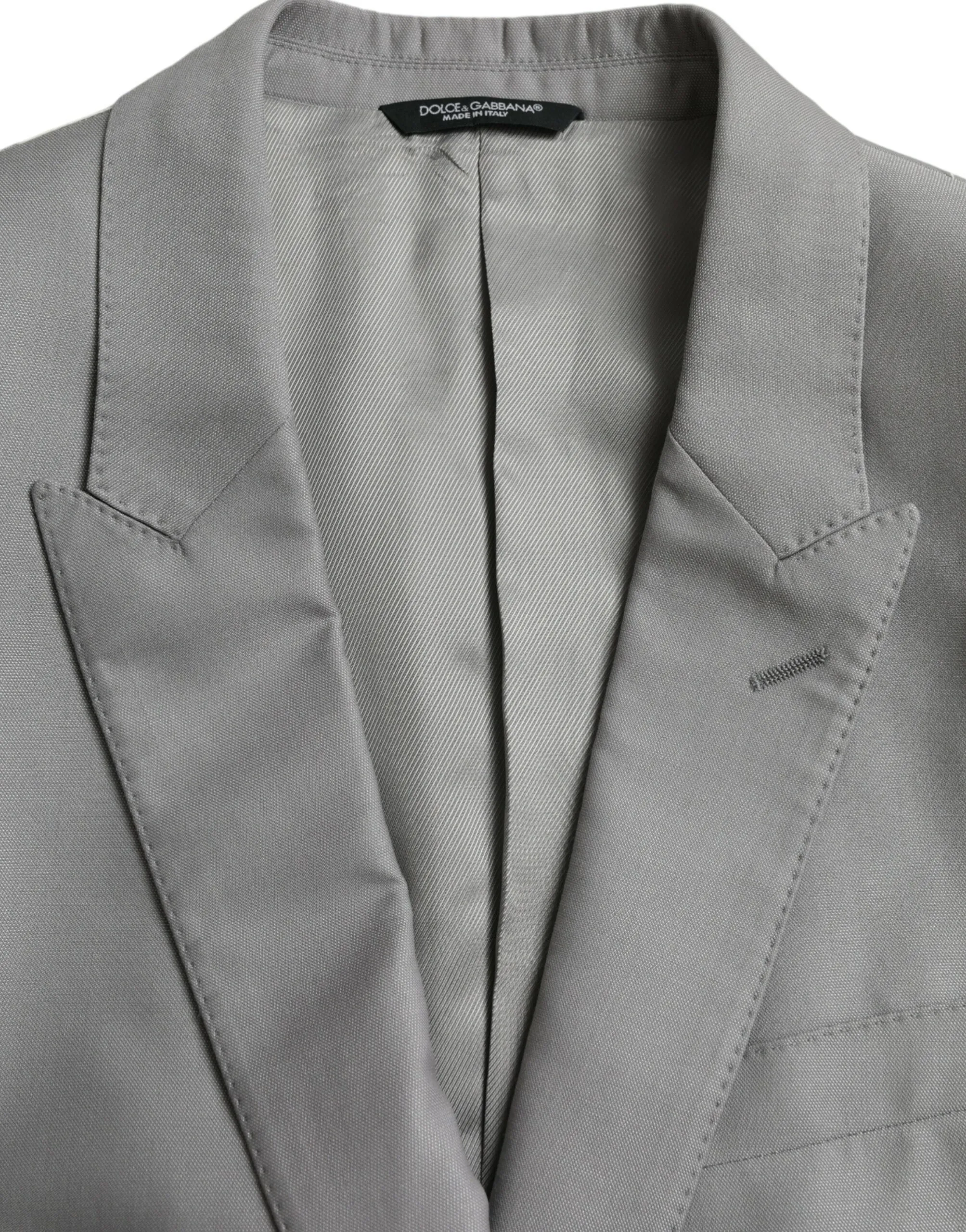 Dolce & Gabbana Men's Gray Wool Peak Single Breasted Coat Blazer