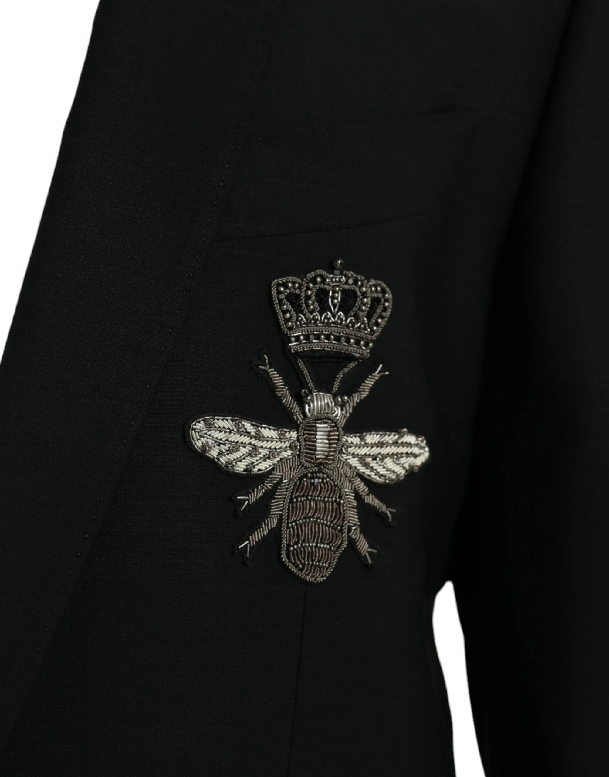 Dolce & Gabbana Men's Black Crown Bee MARTINI Single Breasted Coat Blazer