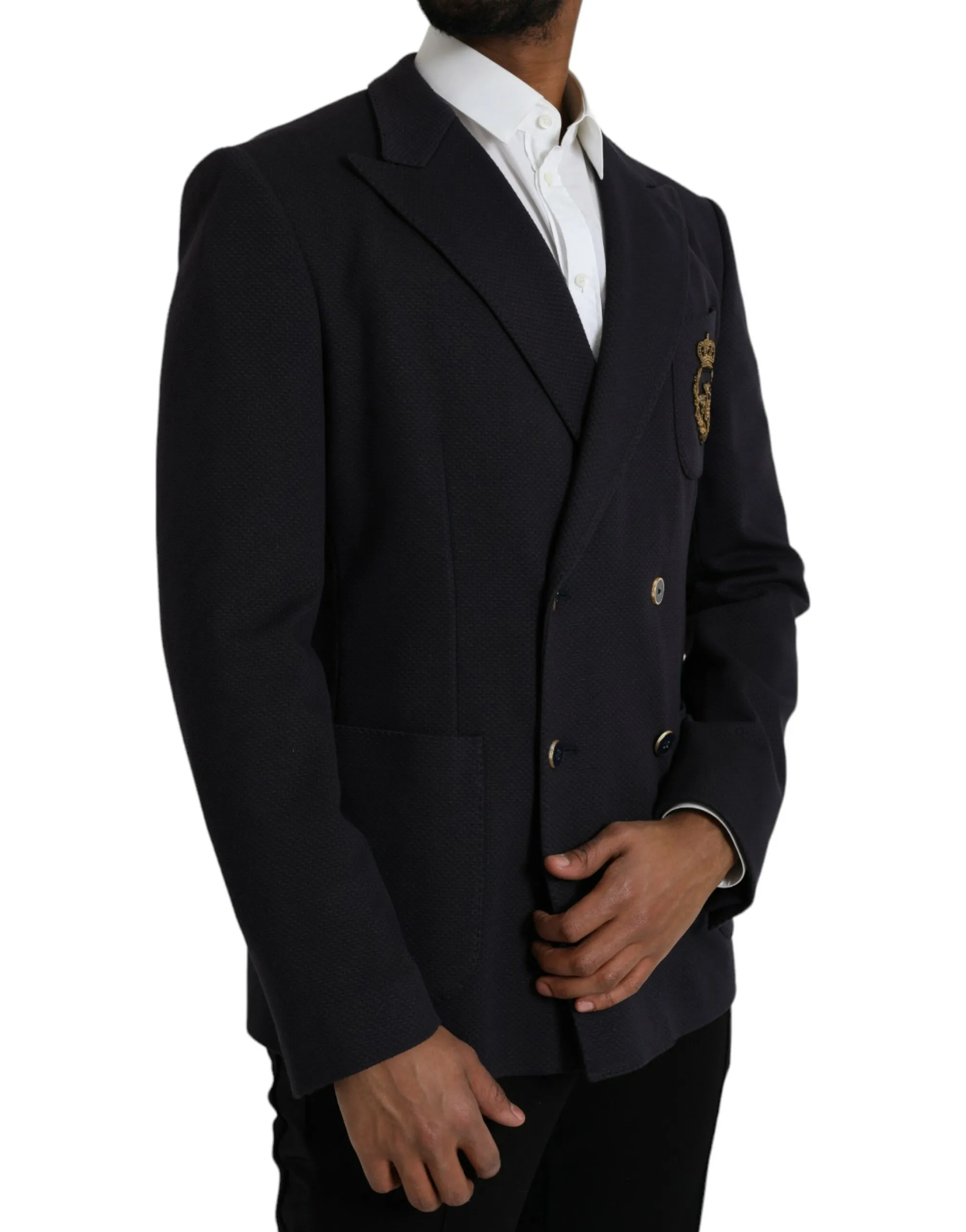Dolce & Gabbana Men's Dark Blue Crown Bee Double Breasted Blazer