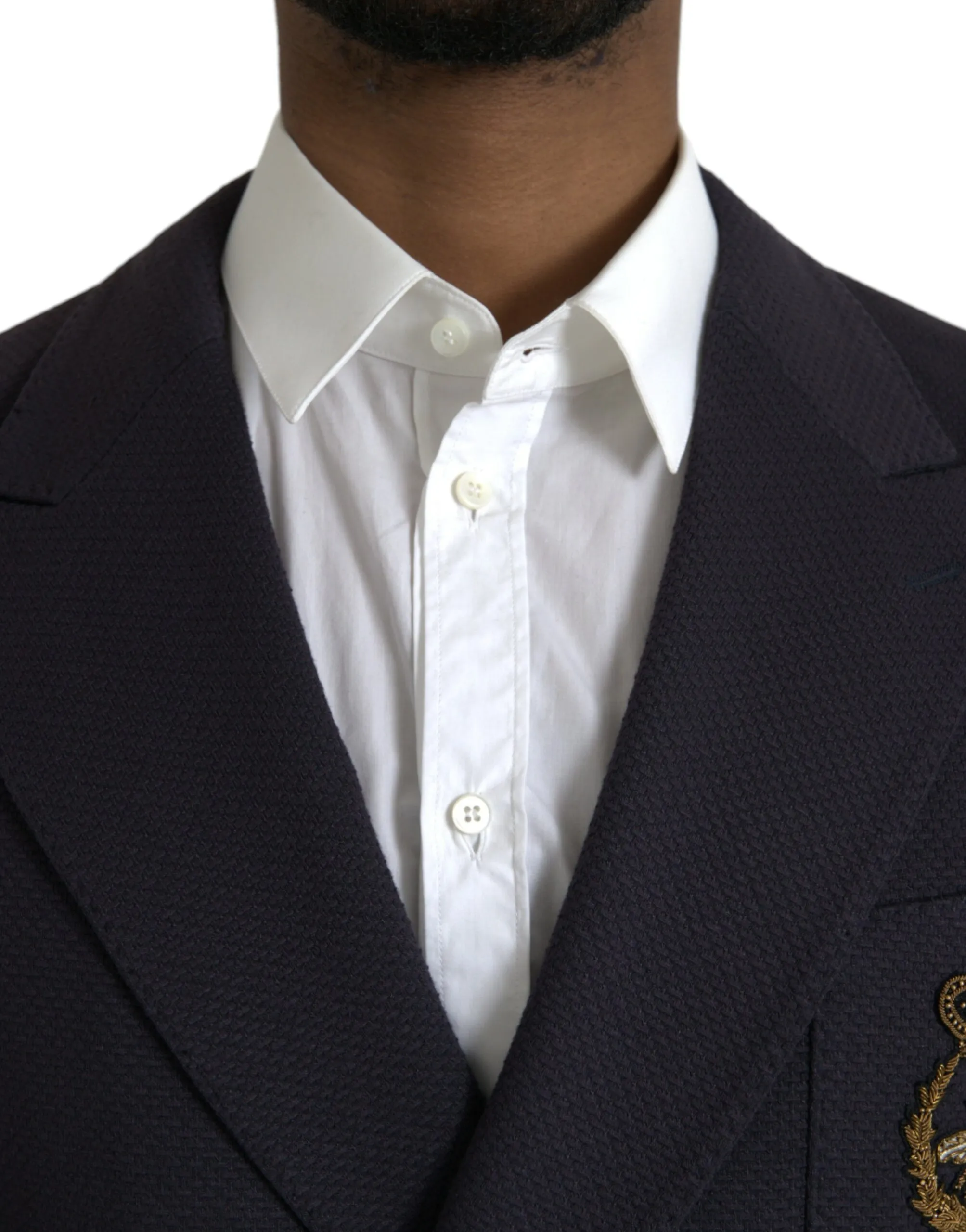 Dolce & Gabbana Men's Dark Blue Crown Bee Double Breasted Blazer