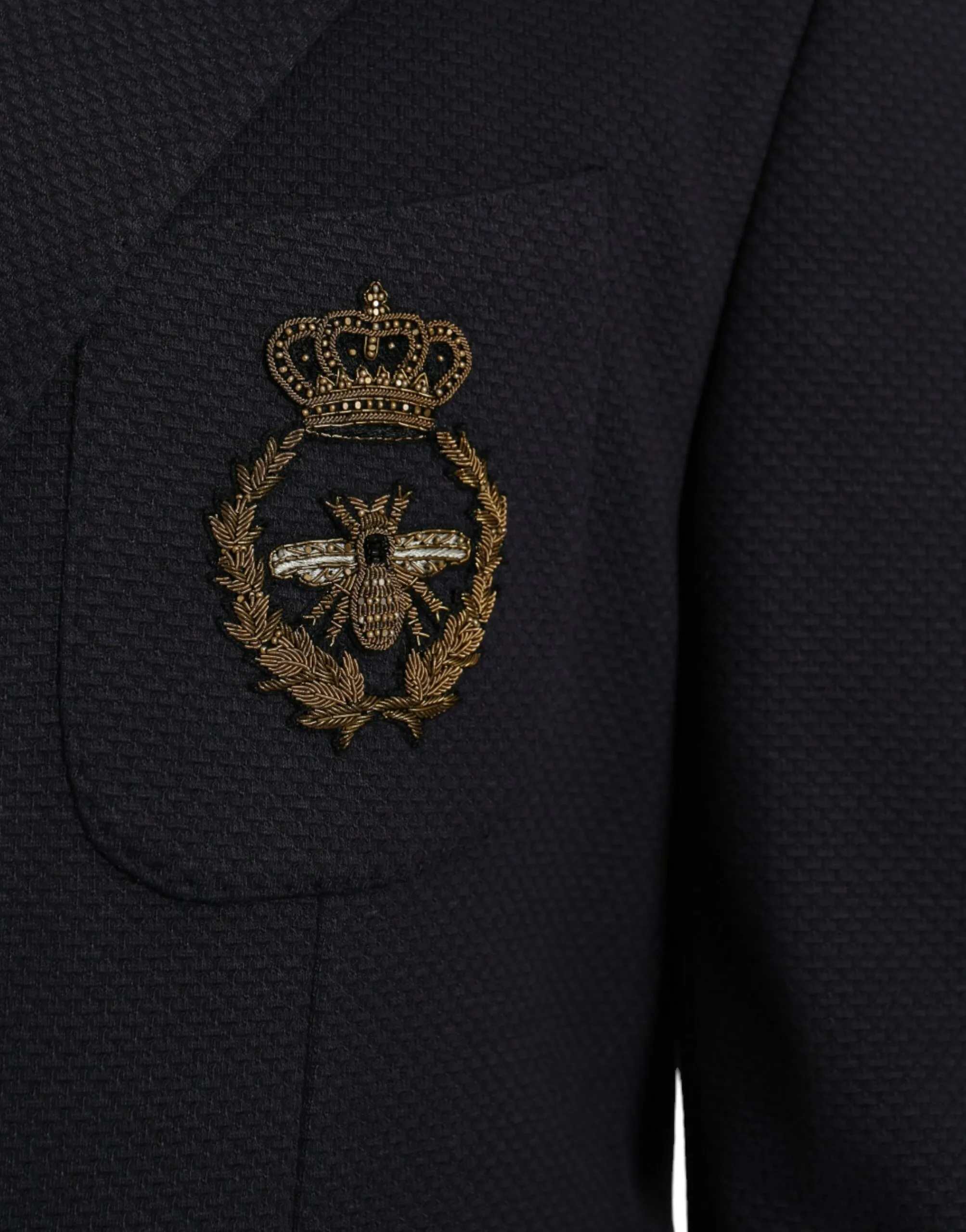 Dolce & Gabbana Men's Dark Blue Crown Bee Double Breasted Blazer