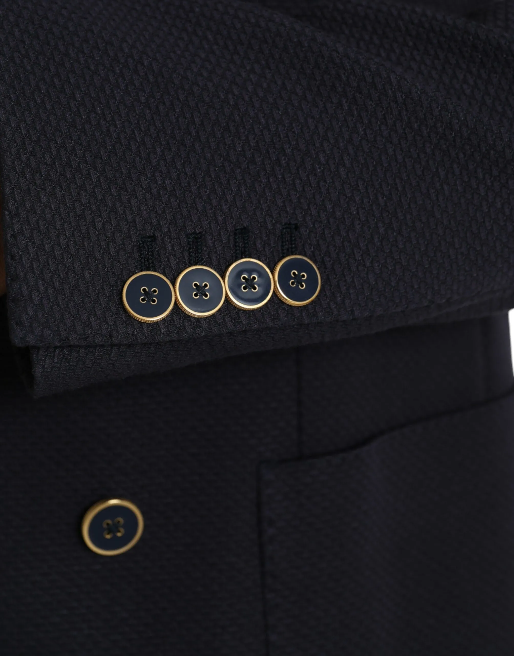 Dolce & Gabbana Men's Dark Blue Crown Bee Double Breasted Blazer