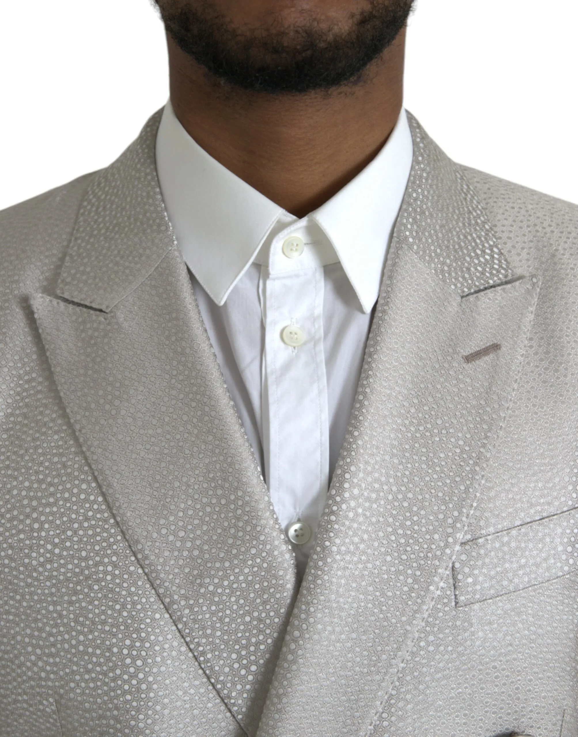 Dolce & Gabbana Men's Off White MARTINI Double Breasted Coat Blazer