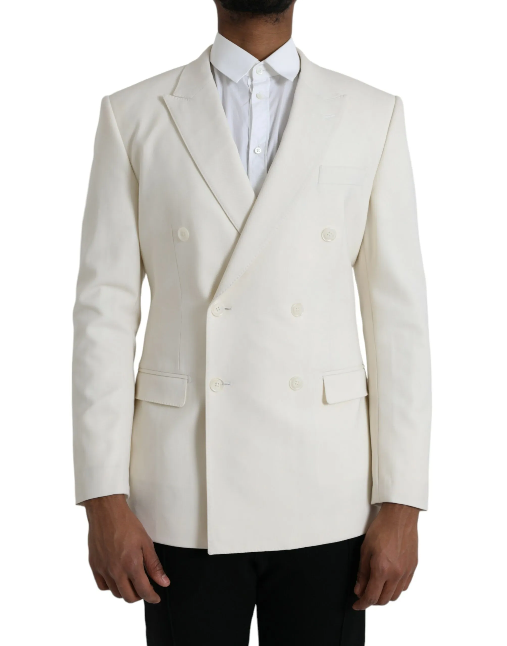Dolce & Gabbana Men's White Wool MARTINI Double Breasted Blazer