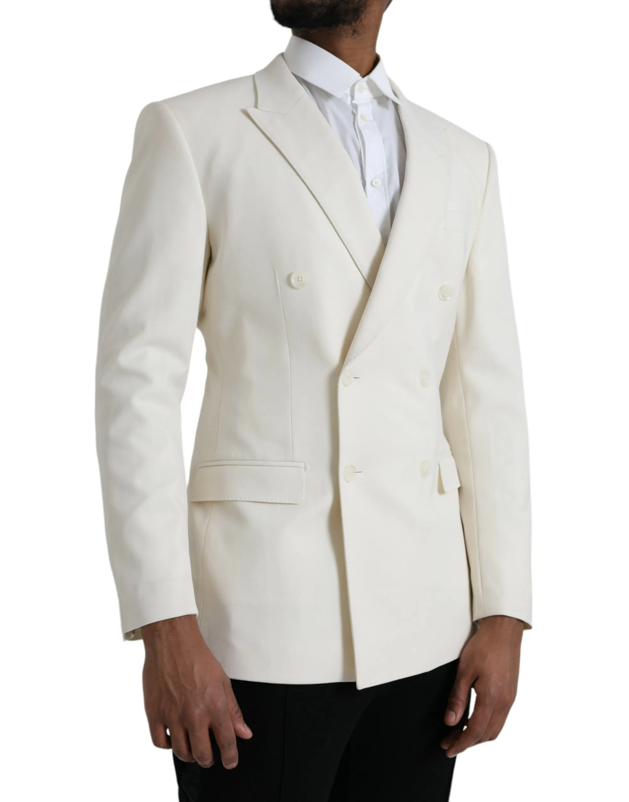 Dolce & Gabbana Men's White Wool MARTINI Double Breasted Blazer