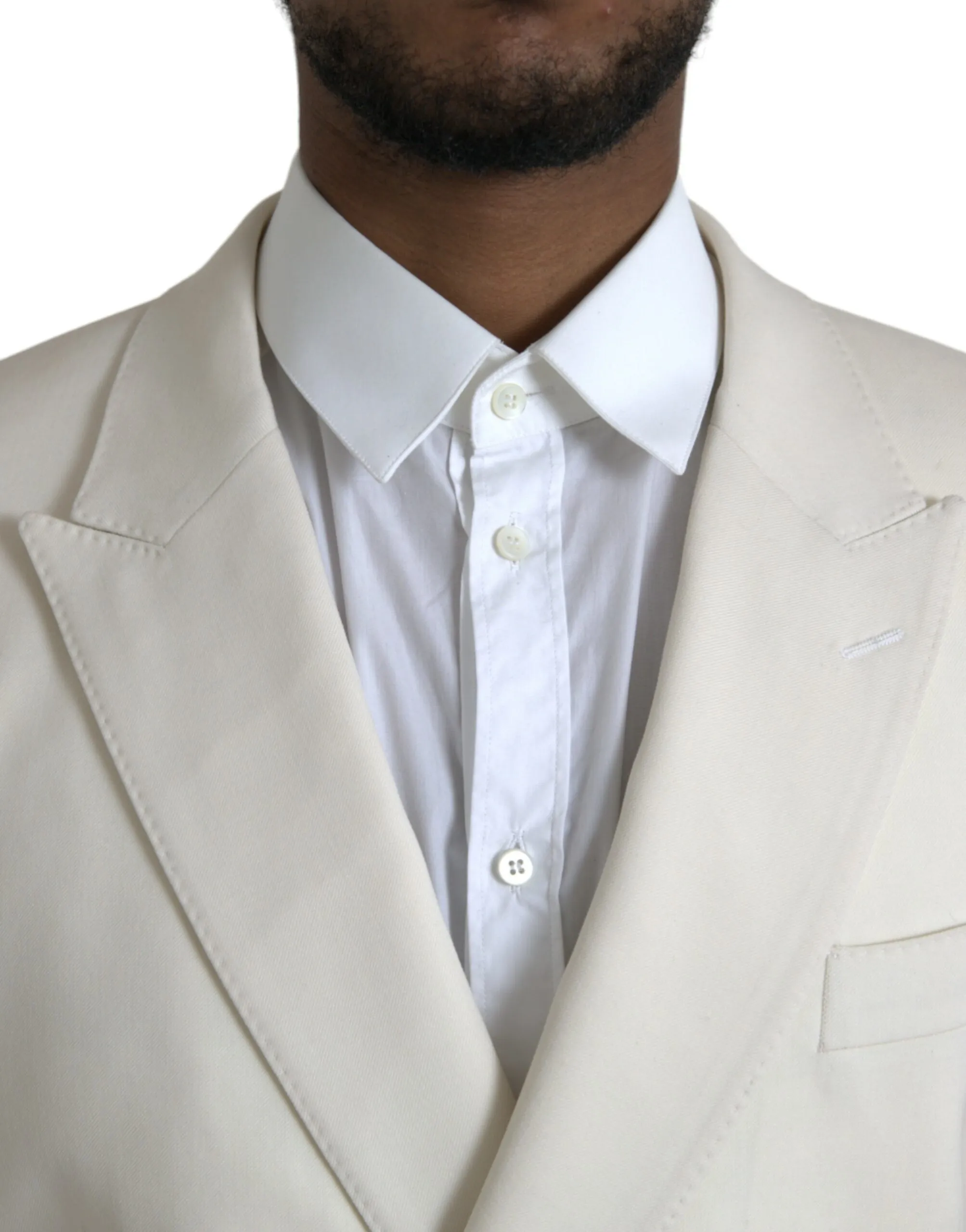 Dolce & Gabbana Men's White Wool MARTINI Double Breasted Blazer