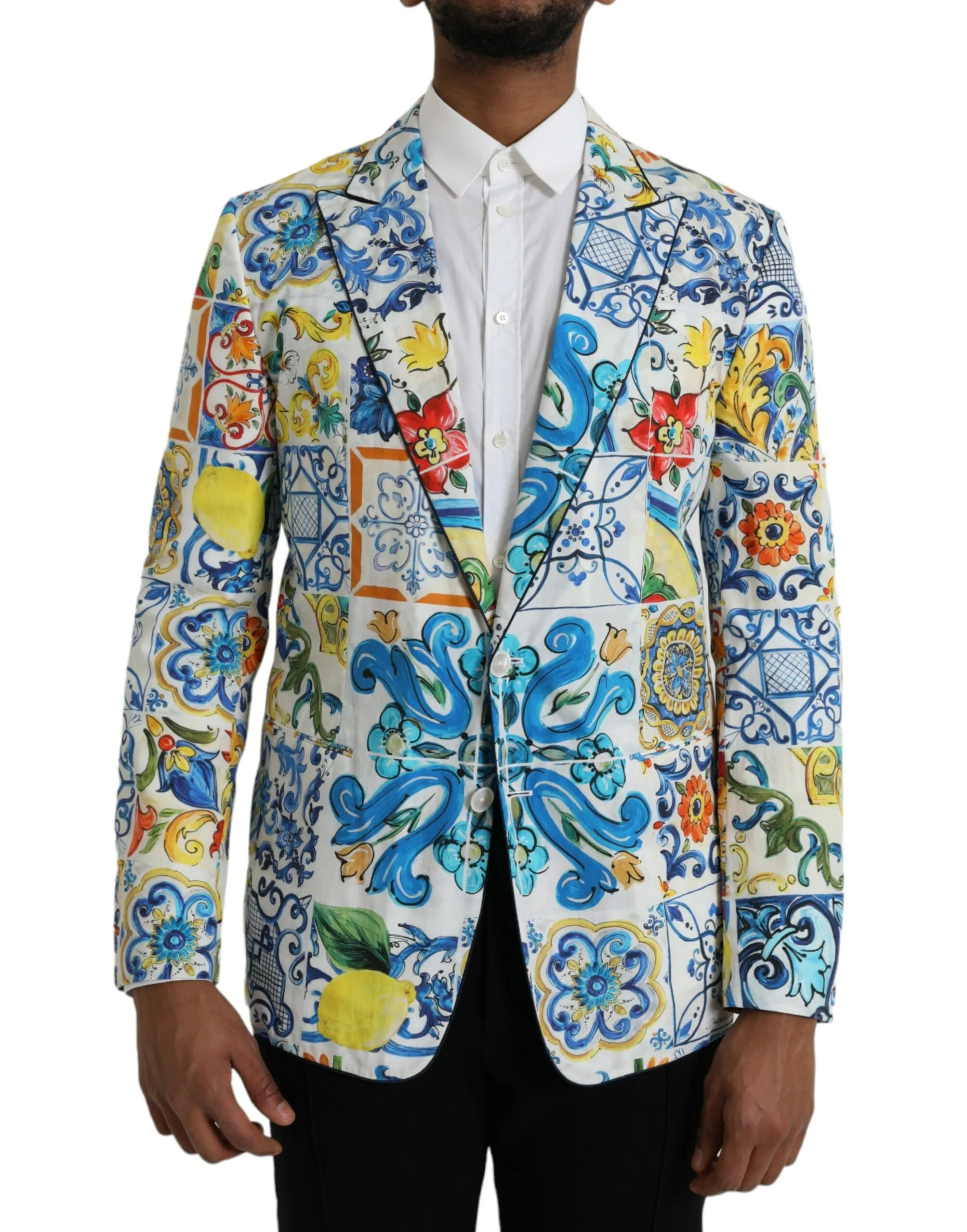 Dolce & Gabbana Men's Multicolor Majolica TAORMINA Single Breasted Blazer