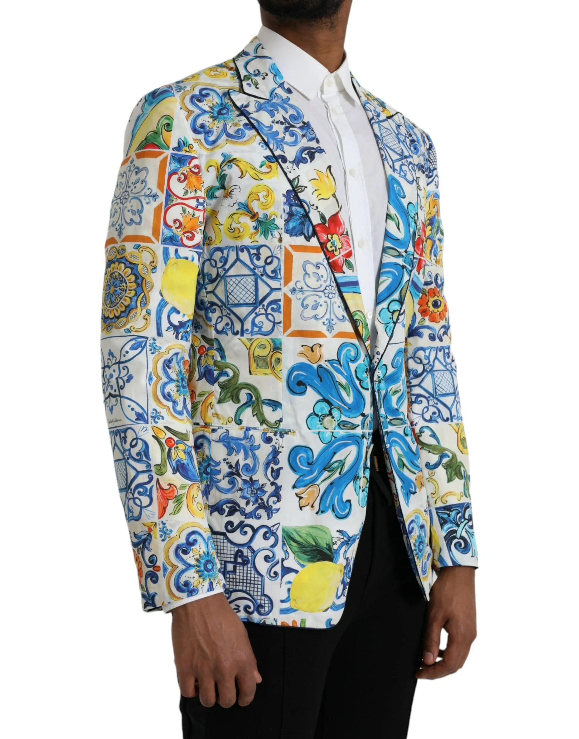 Dolce & Gabbana Men's Multicolor Majolica TAORMINA Single Breasted Blazer