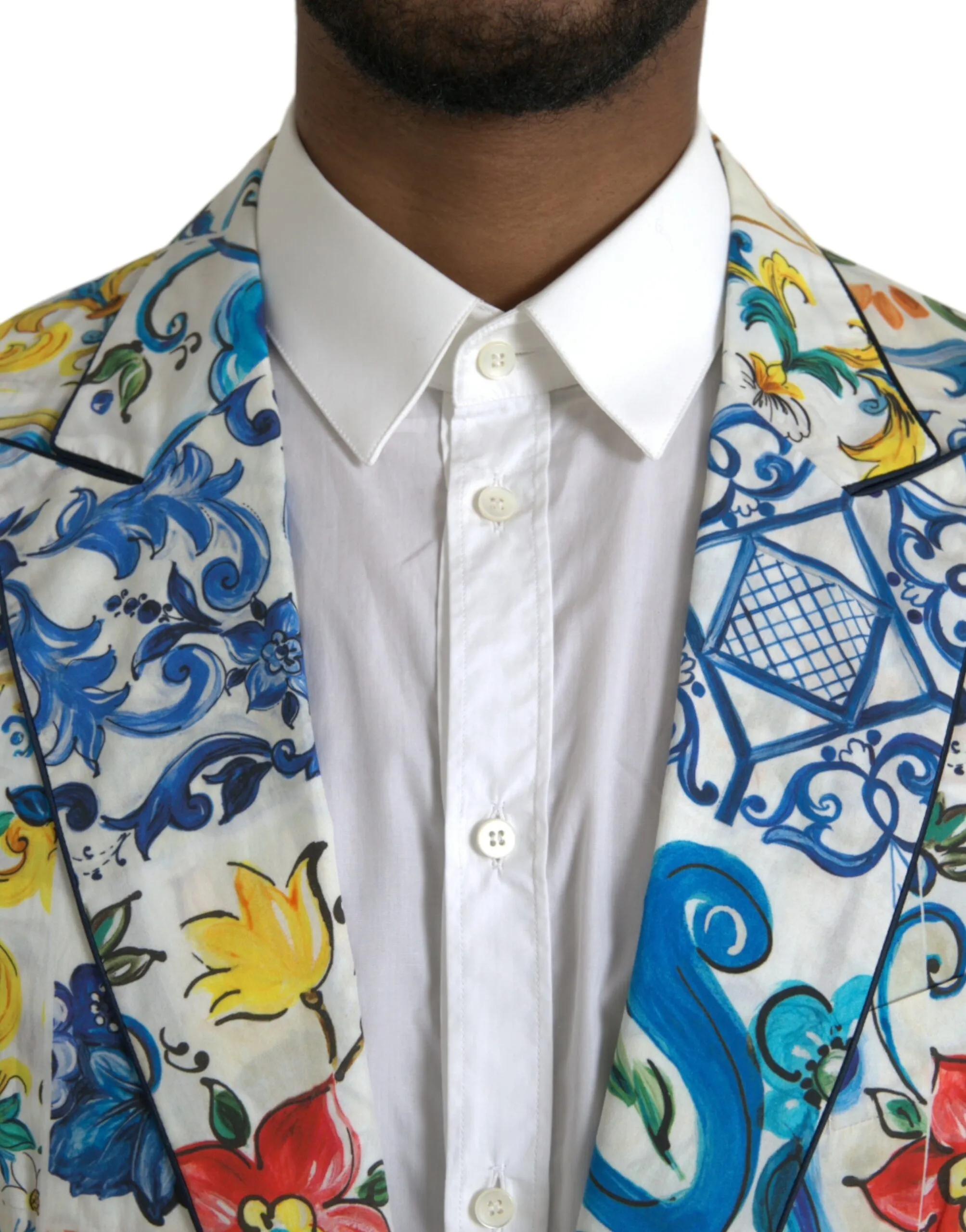Dolce & Gabbana Men's Multicolor Majolica TAORMINA Single Breasted Blazer