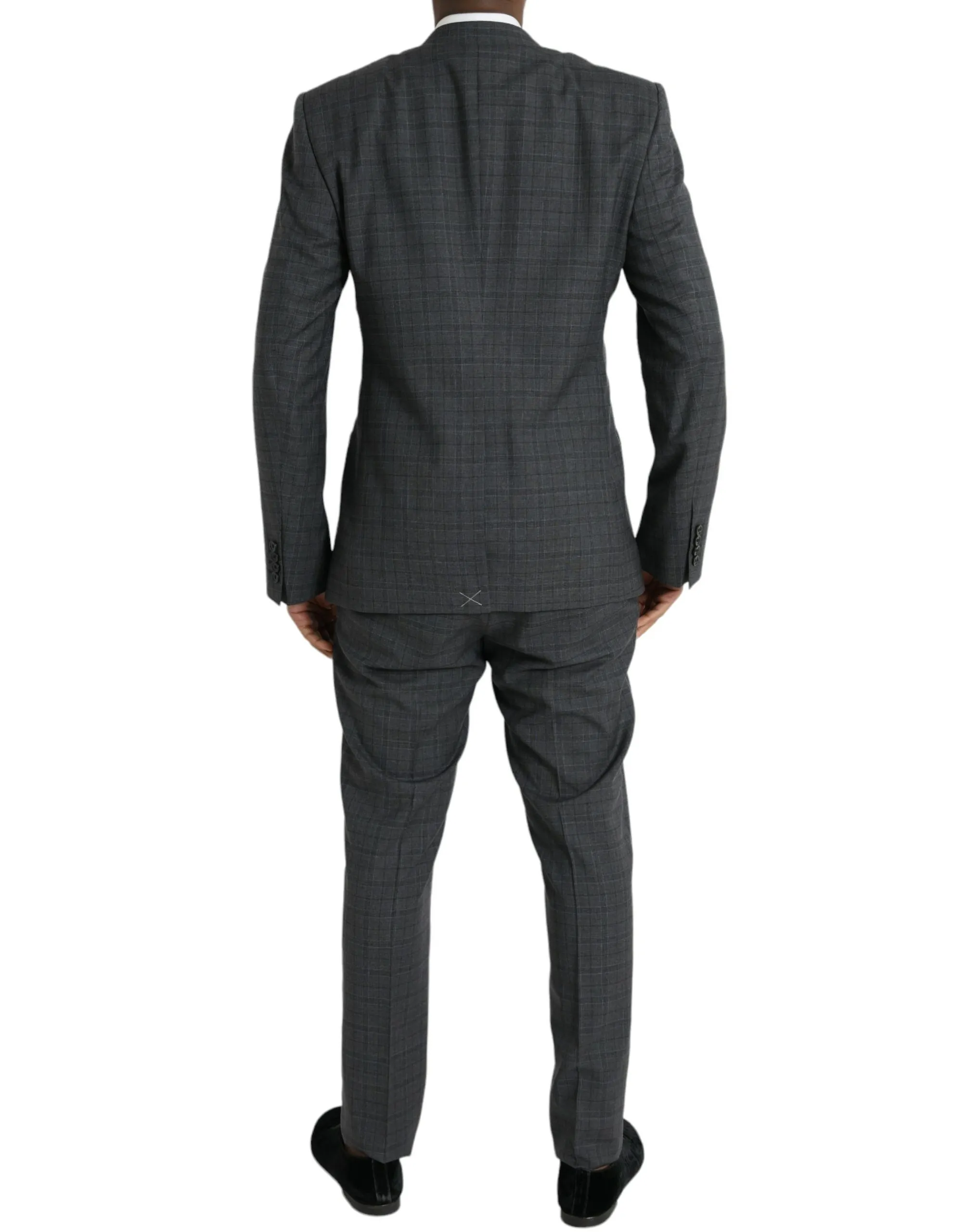 Dolce & Gabbana Men's Gray Plaid Wool MARTINI Formal 2 Piece Suit