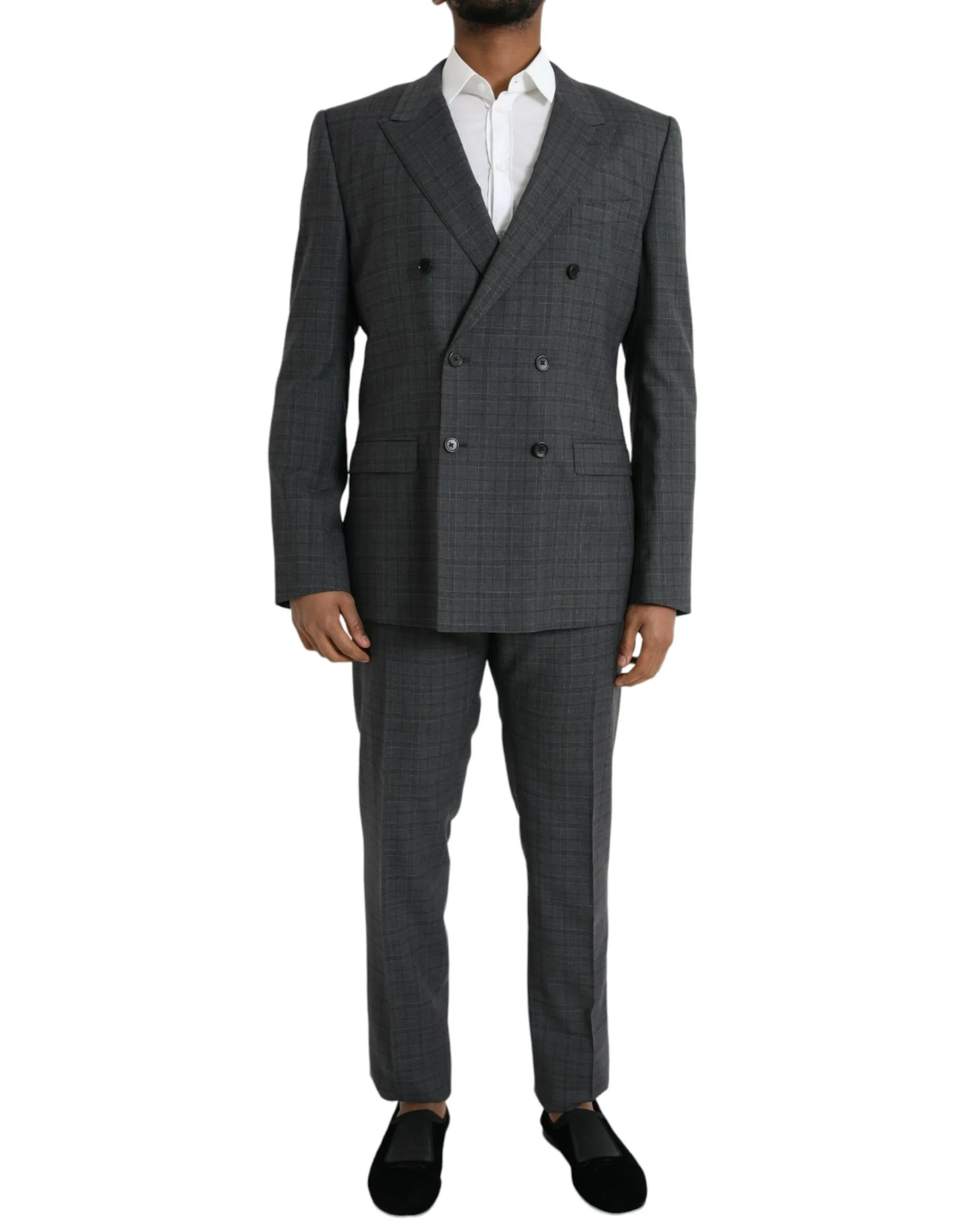 Dolce & Gabbana Men's Gray Plaid Wool MARTINI Formal 2 Piece Suit