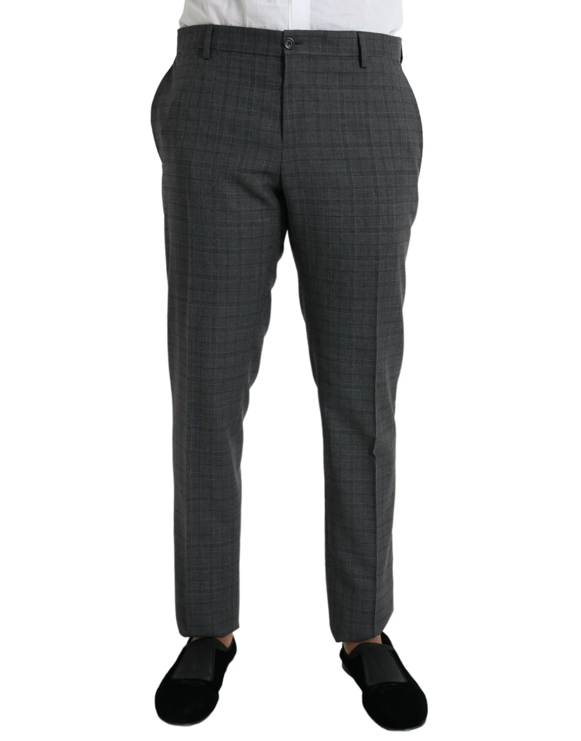 Dolce & Gabbana Men's Gray Plaid Wool MARTINI Formal 2 Piece Suit