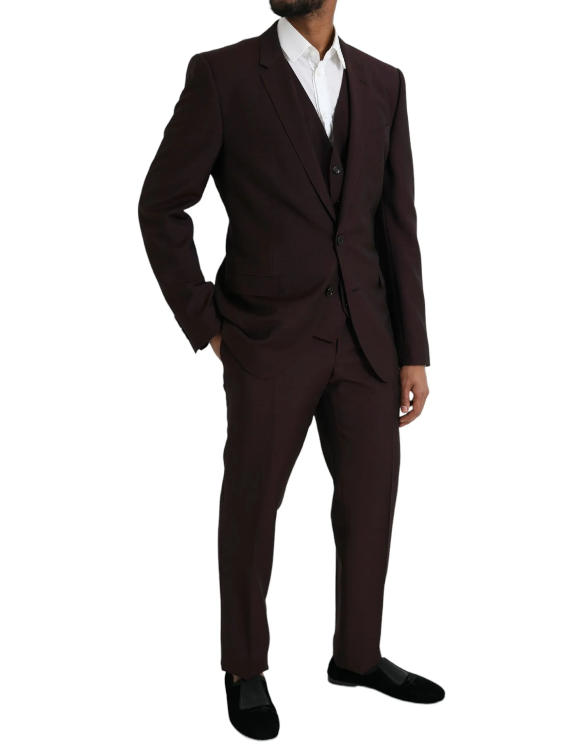 Dolce & Gabbana Men's Maroon Wool MARTINI Formal 3 Piece Suit