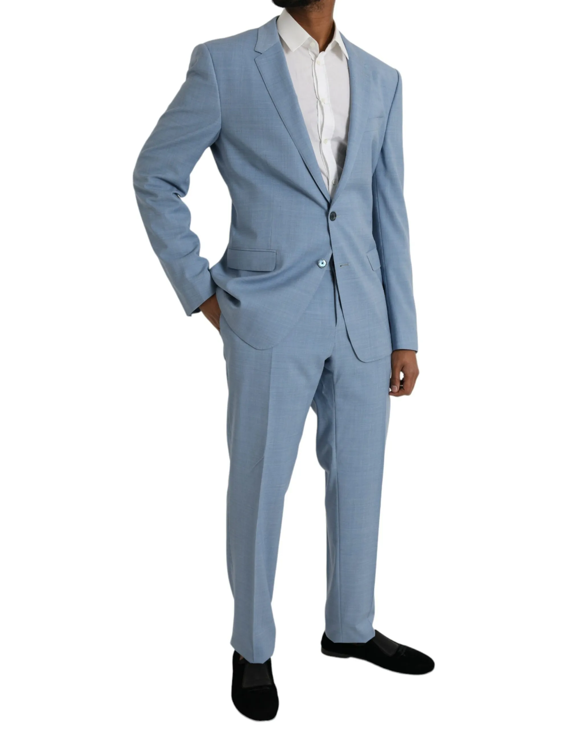 Dolce & Gabbana Men's Light Blue Polyester MARTINI Formal 2 Piece Suit