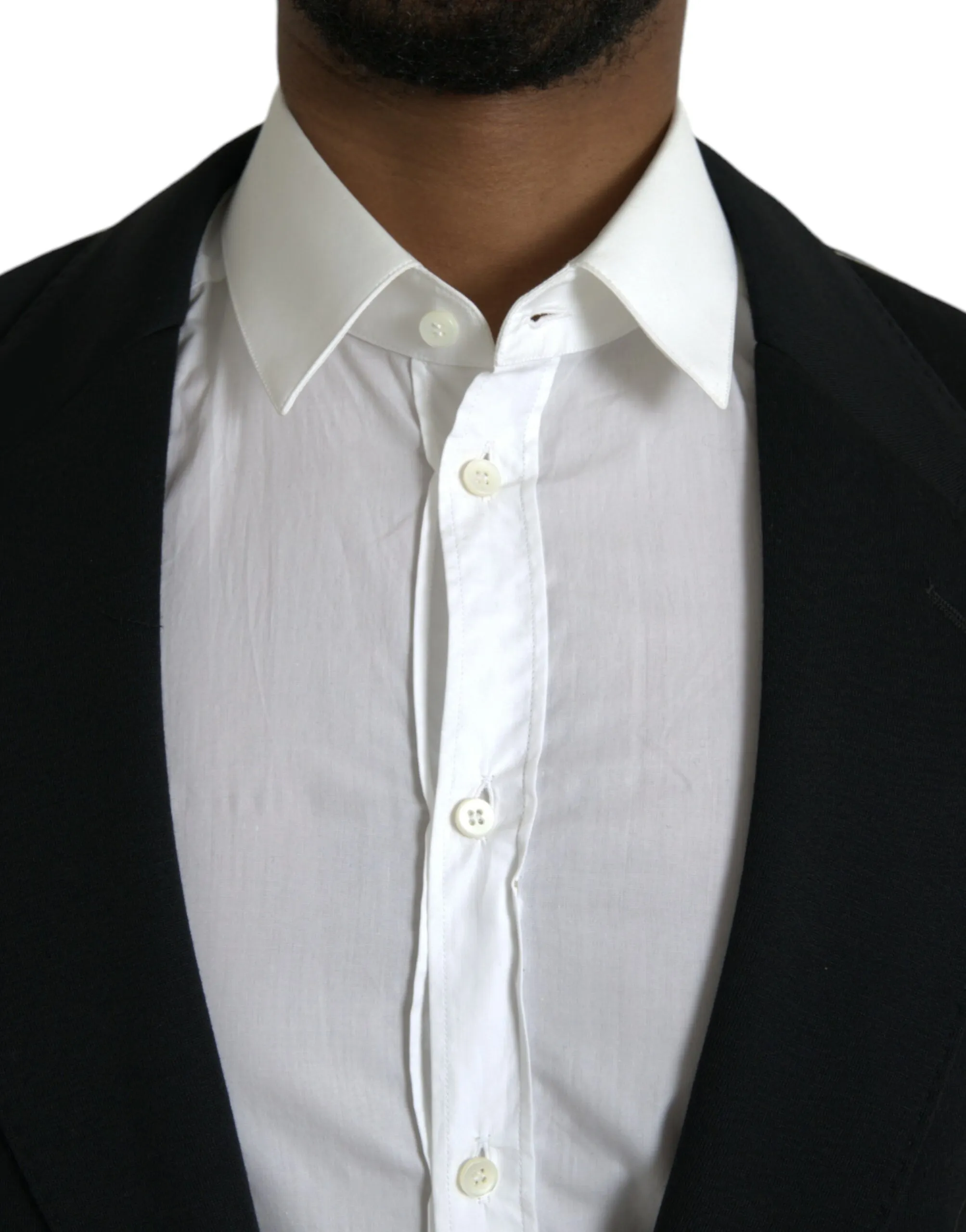 Dolce & Gabbana Men's Black Wool Single Breasted Coat Blazer