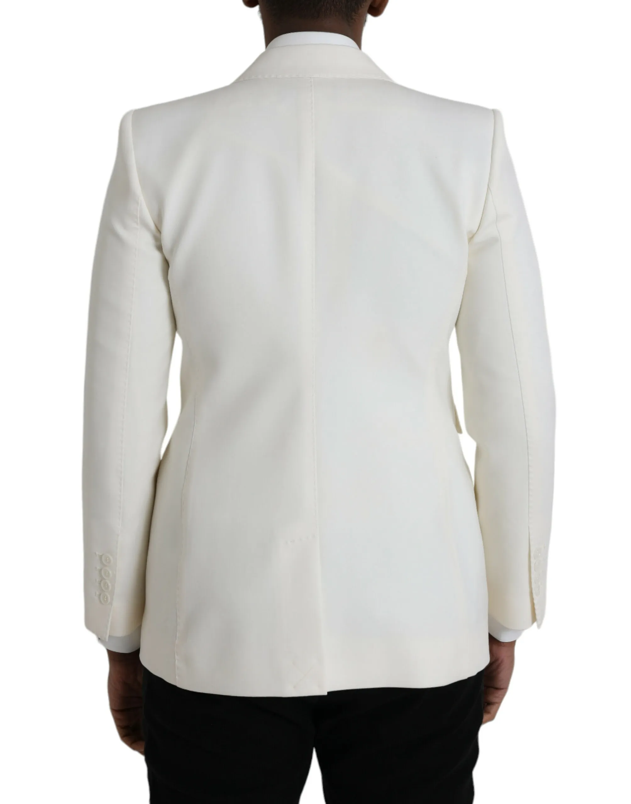 Dolce & Gabbana Men's White Wool Single Breasted Coat Blazer