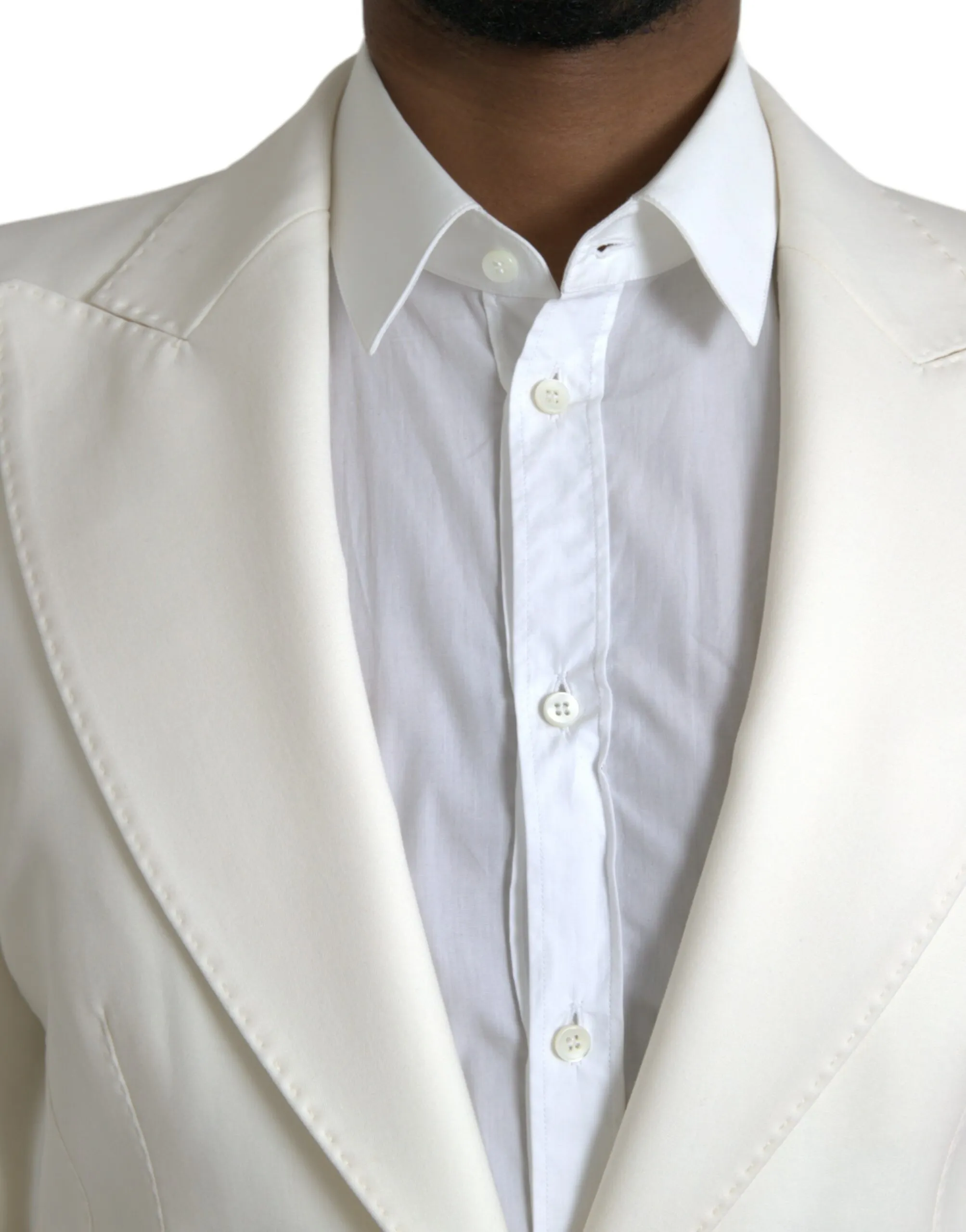 Dolce & Gabbana Men's White Wool Single Breasted Coat Blazer
