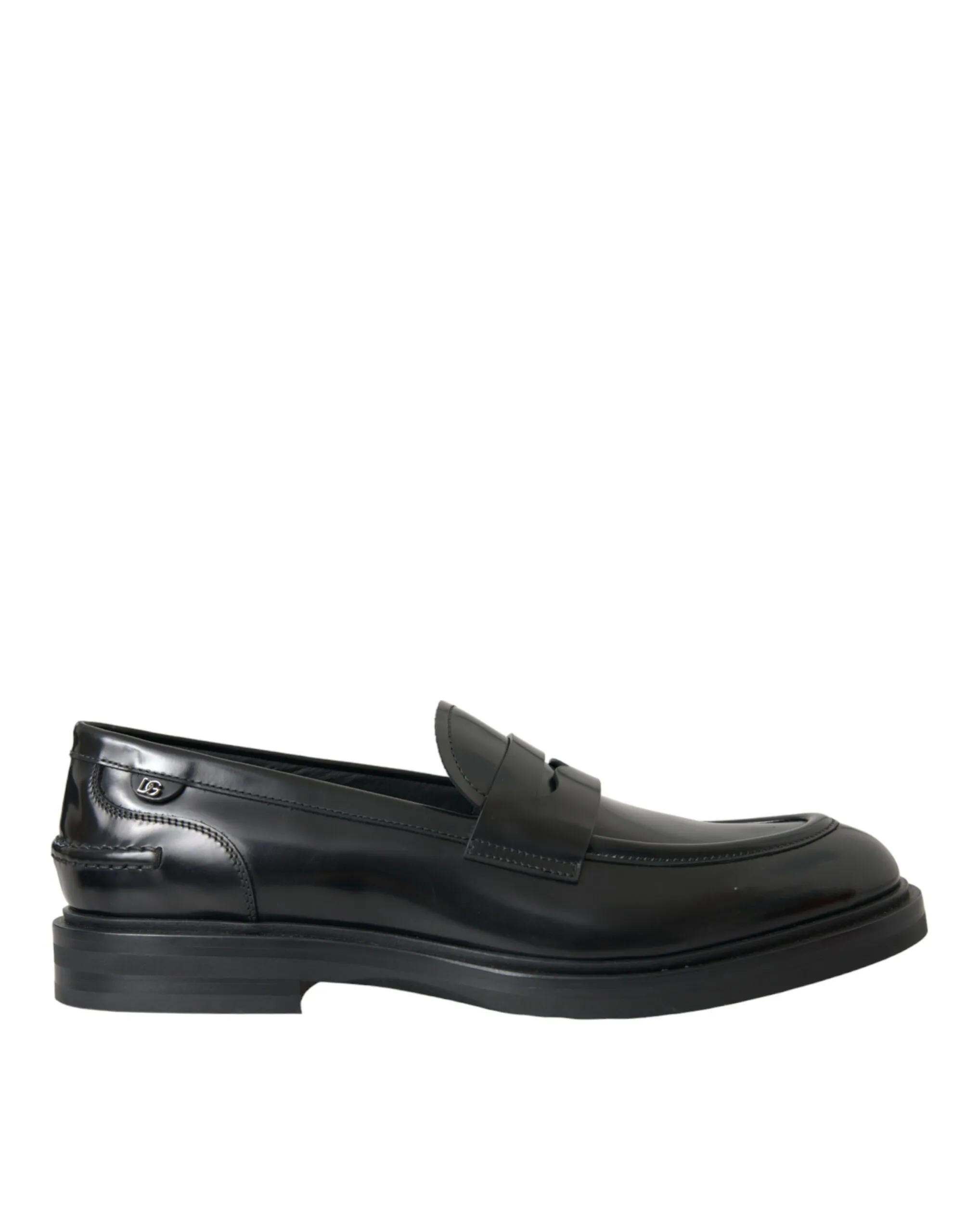 Dolce & Gabbana Men's Black Leather Flat Slip On Loafers Shoes