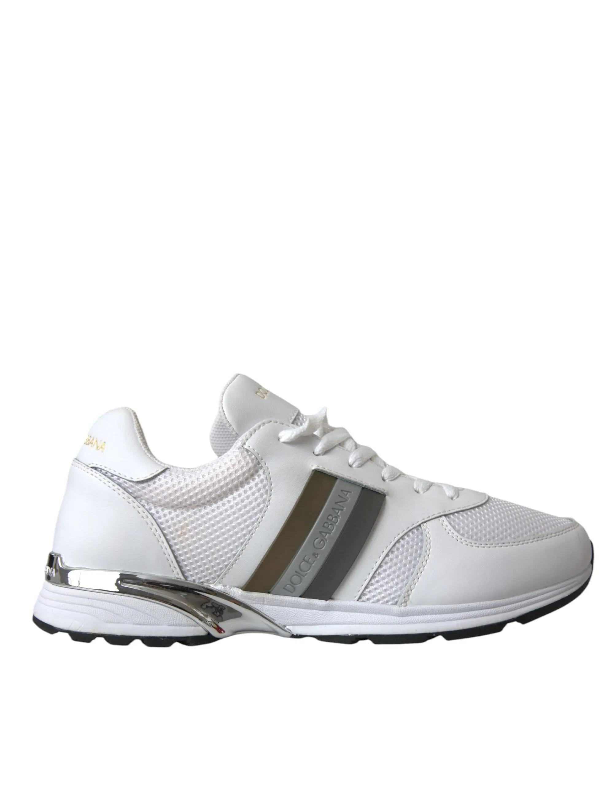 Dolce & Gabbana Men's White Mesh Leather Low Top Trainers Sneakers Shoes