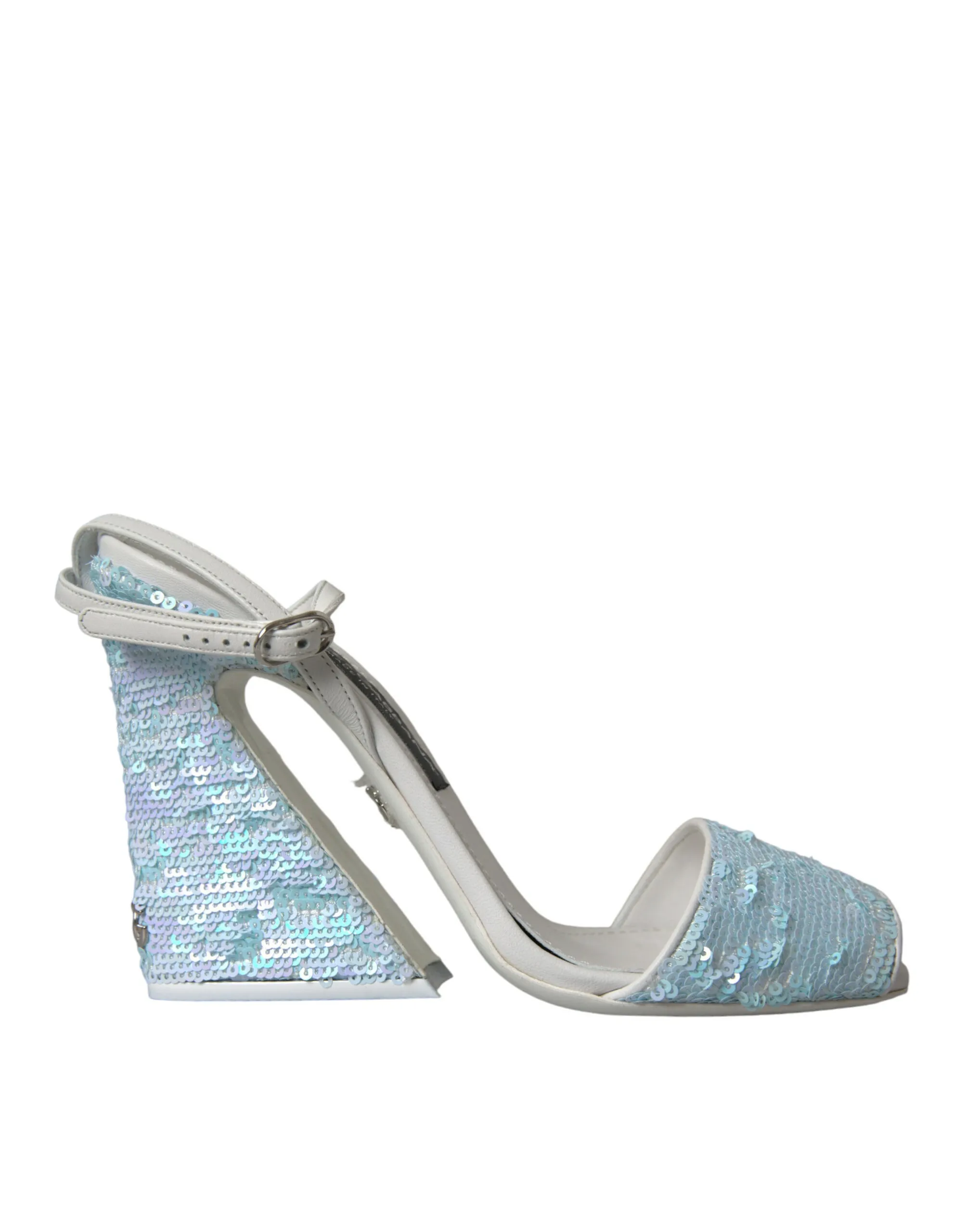 Dolce & Gabbana Women's Light Blue Sequin Ankle Strap Sandals Shoes