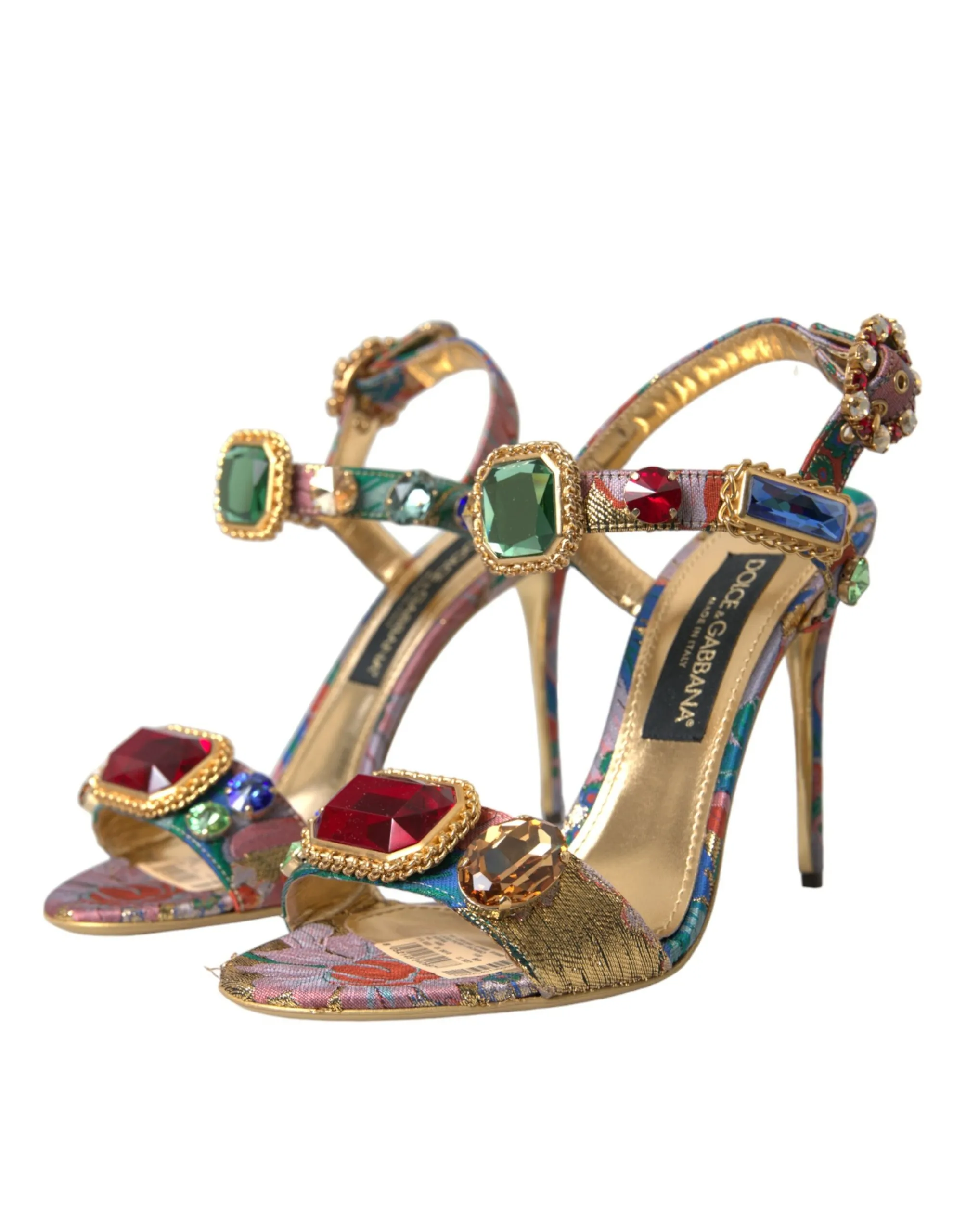 Dolce & Gabbana Women's Multicolor Jacquard Crystals Sandals Shoes