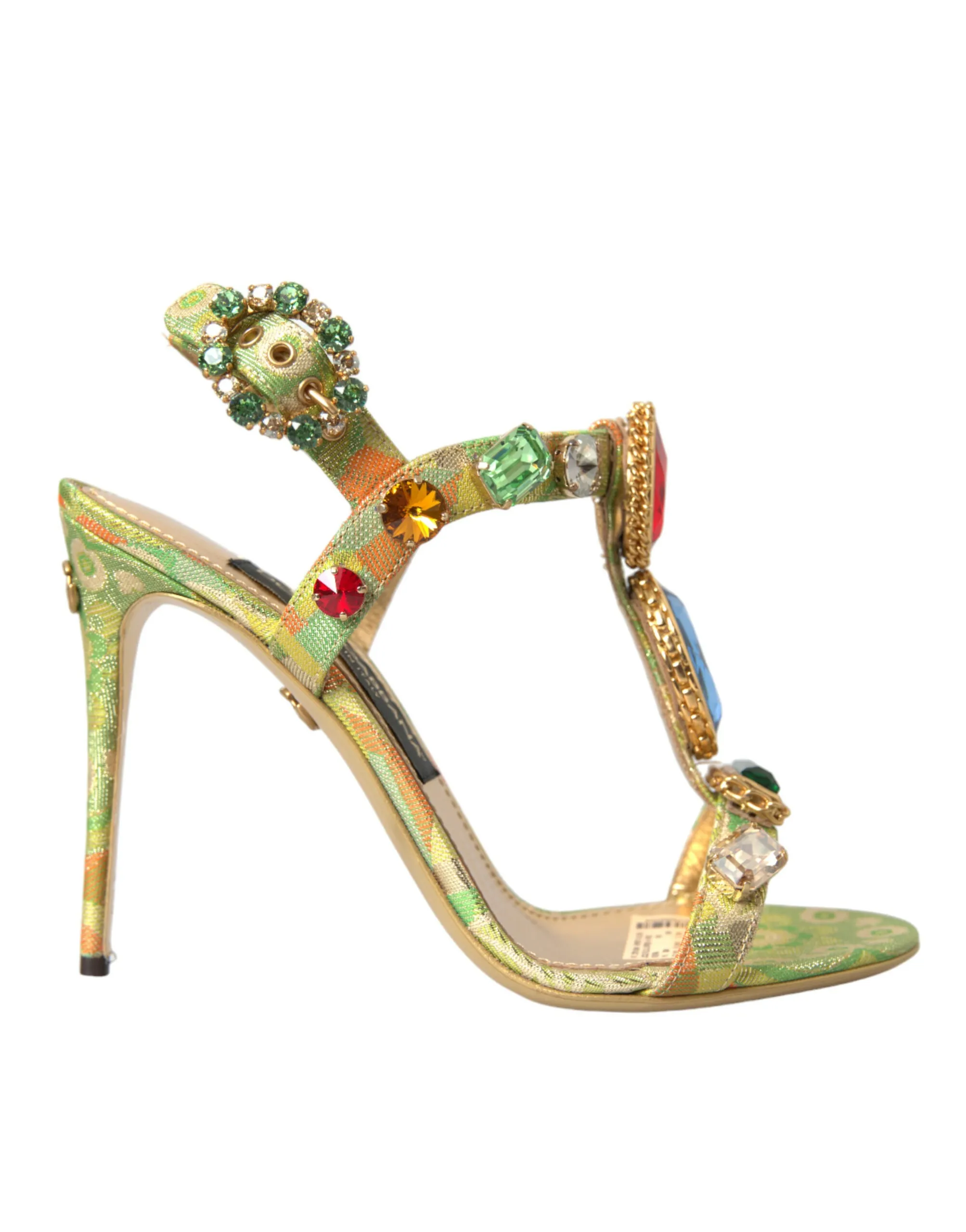 Dolce & Gabbana Women's Multicolor Jacquard Crystals Sandals Shoes