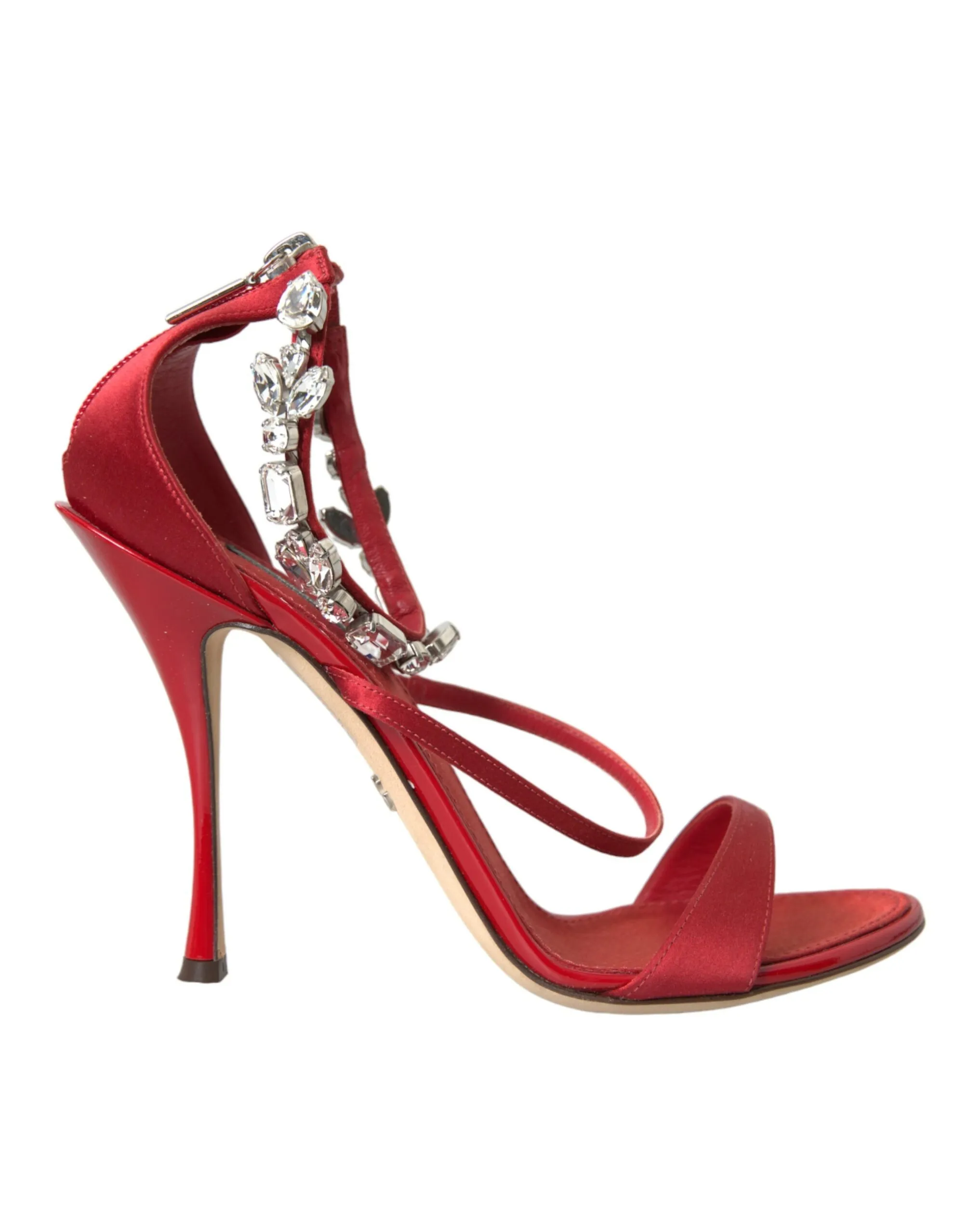 Dolce & Gabbana Women's Keira Red Satin Crystals Sandals Heels Shoes