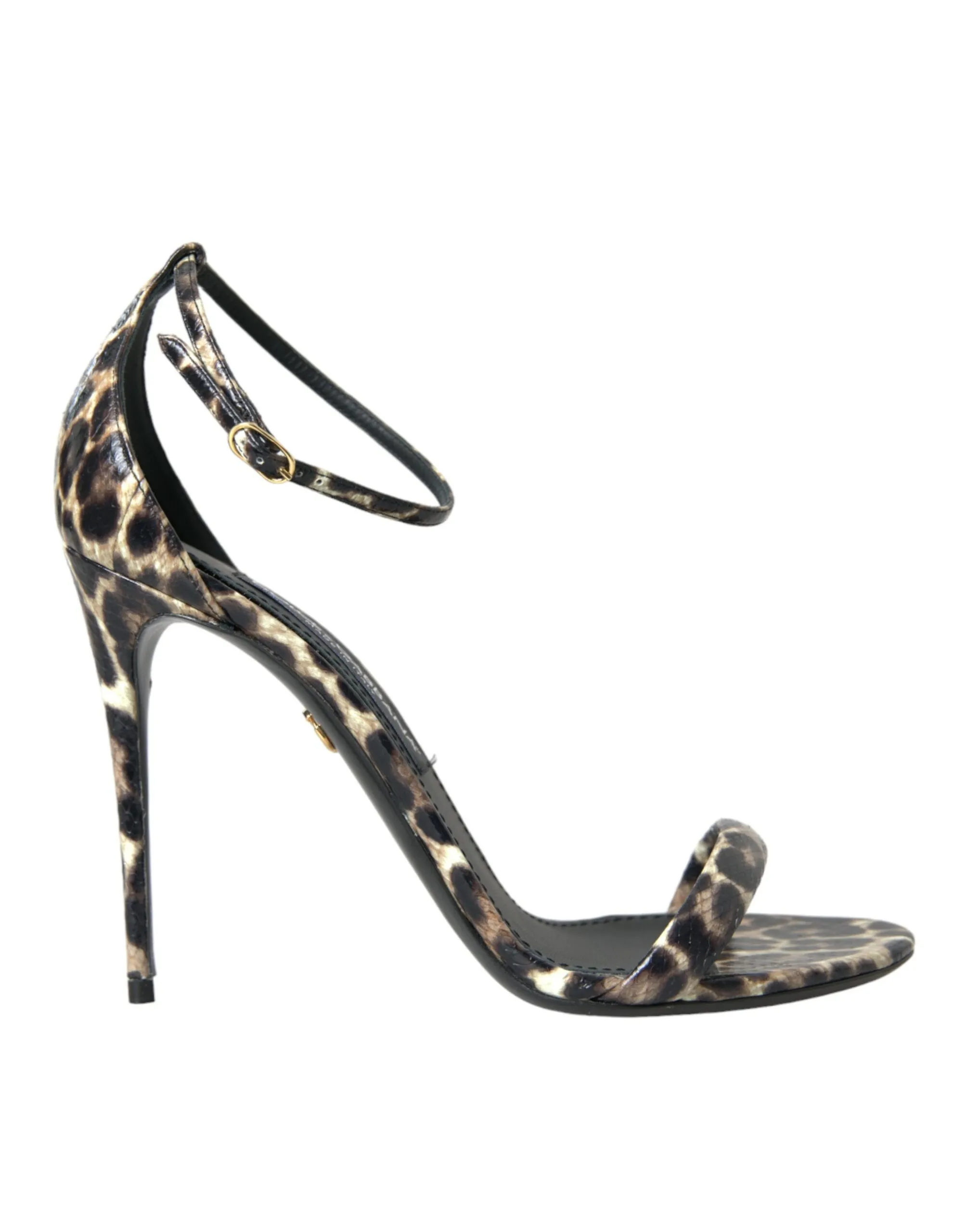 Dolce & Gabbana Women's Brown Leopard Leather Heels Sandals Shoes