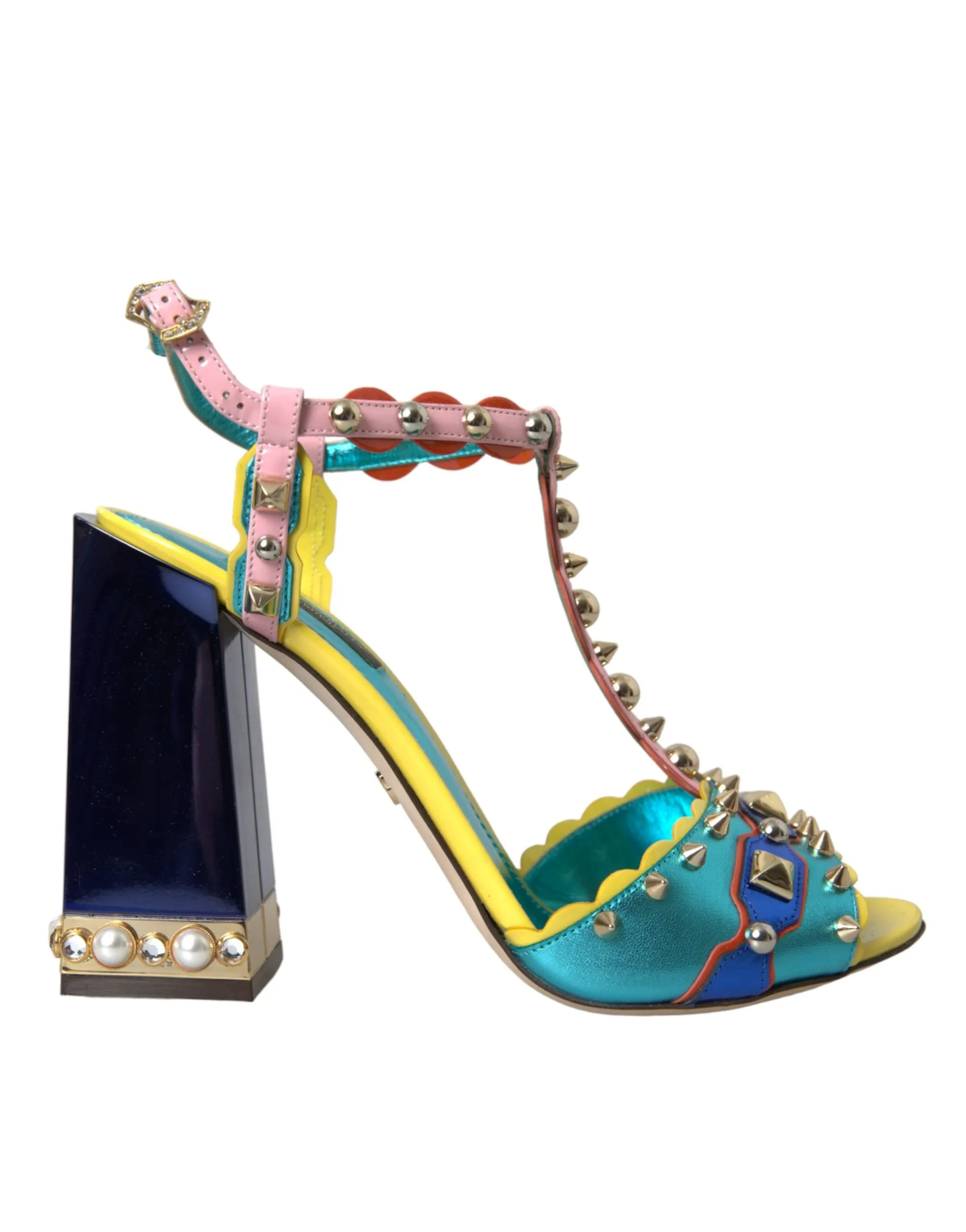 Dolce & Gabbana Women's Multicolor Studded Leather Sandals Shoes
