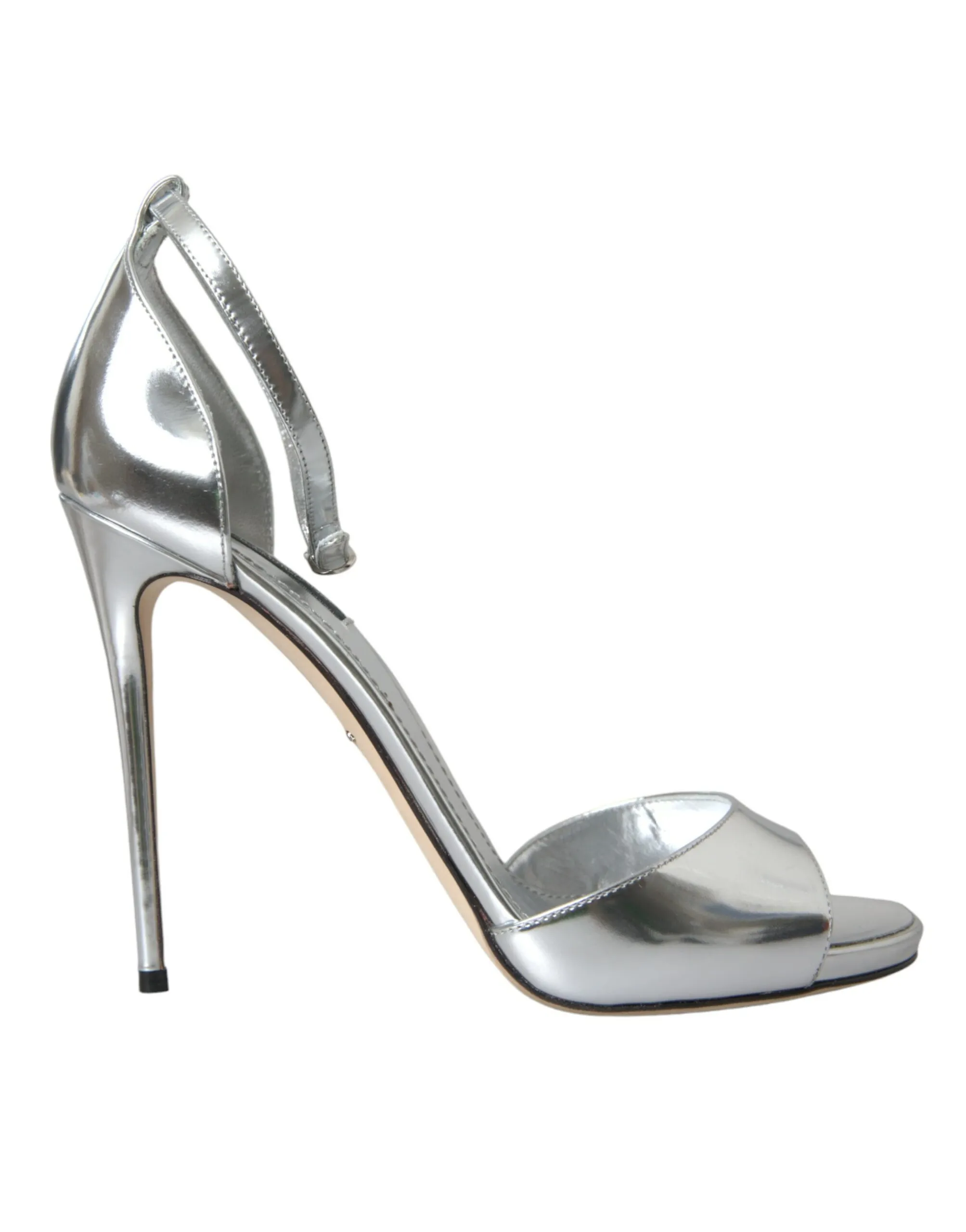 Dolce & Gabbana Women's Silver KEIRA Leather Heels Sandals Shoes