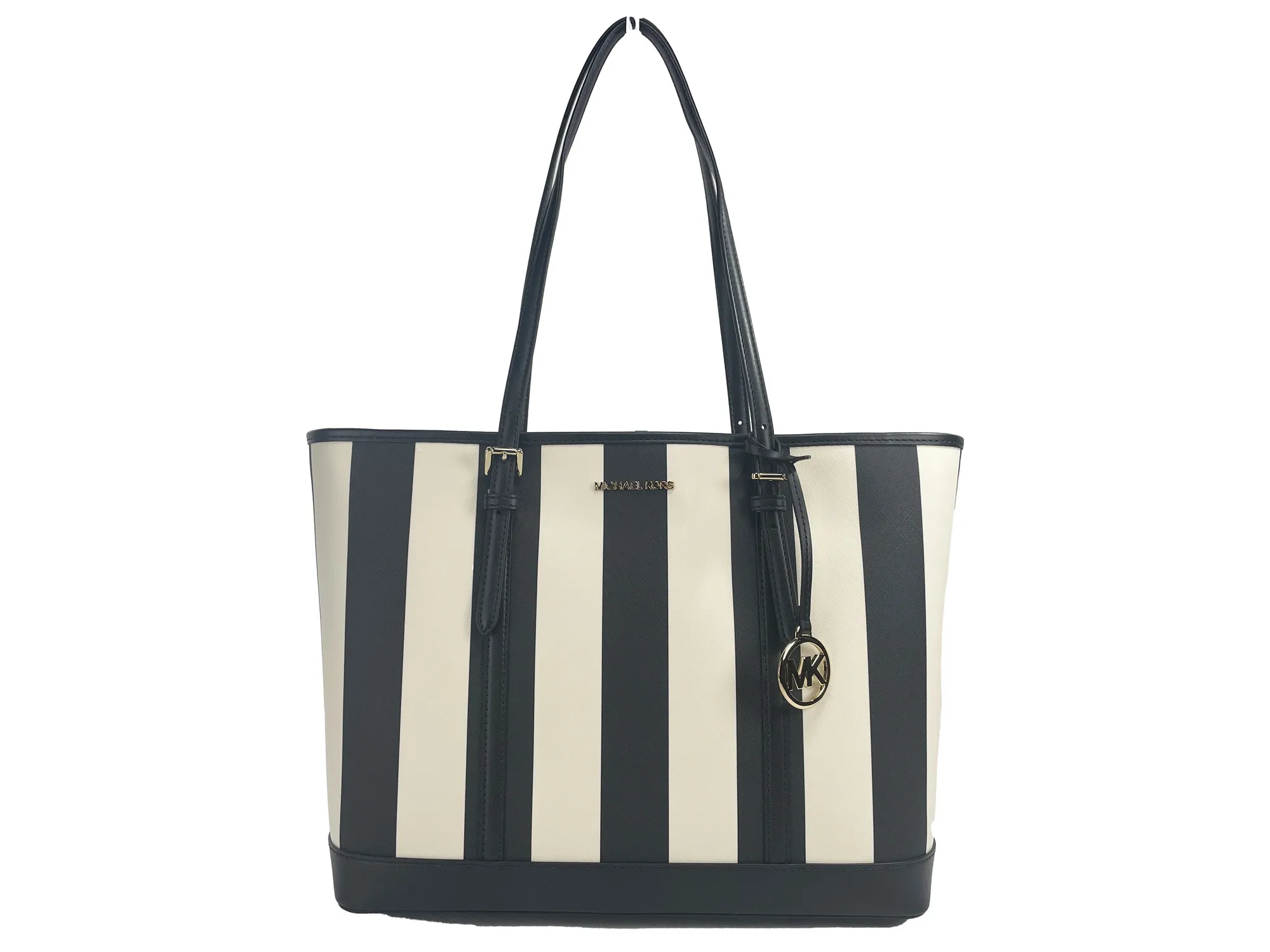 Michael Kors Women's Jet Set Travel Large TZ Shoulder PVC Tote Bag Purse Black Multi