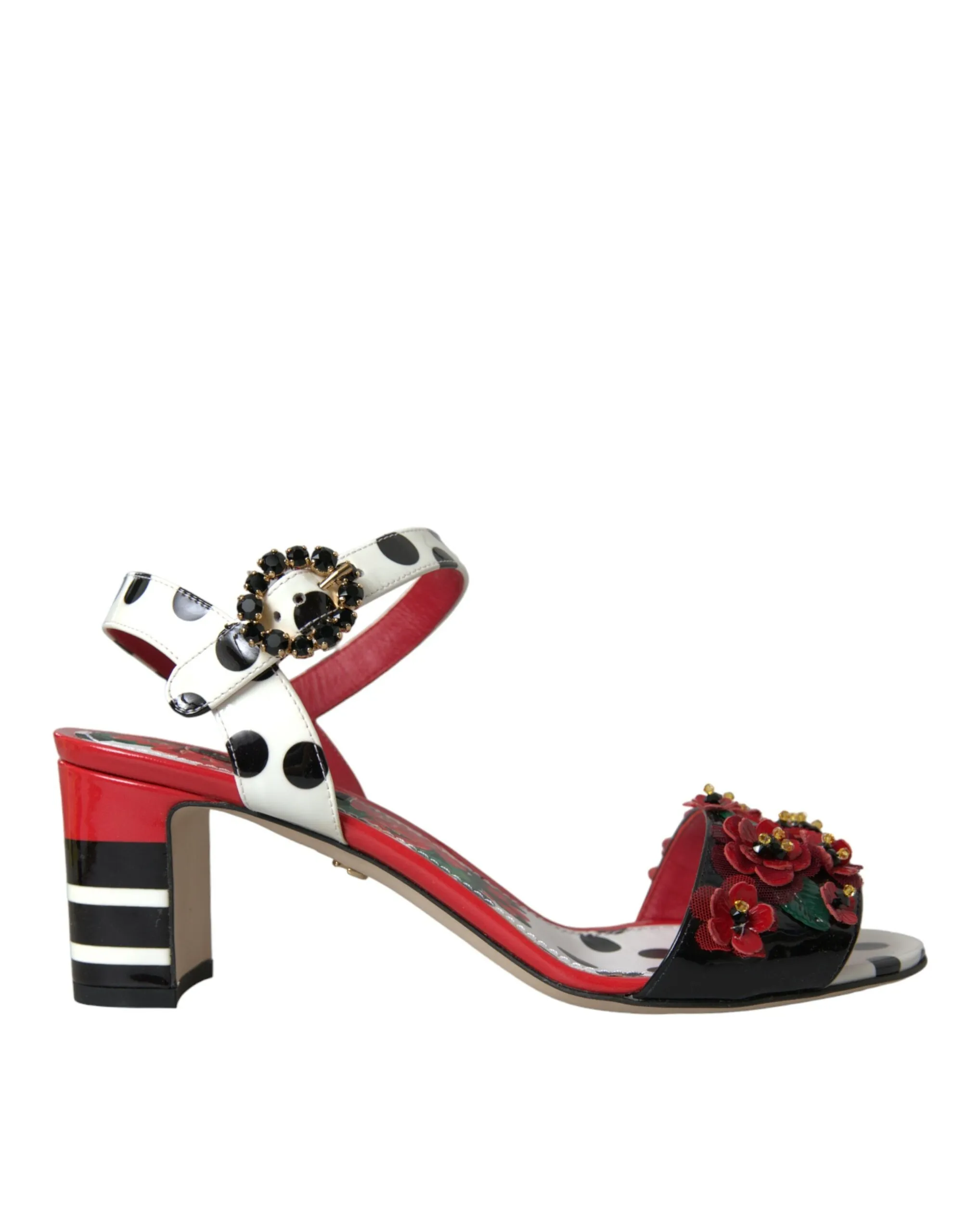 Dolce & Gabbana Women's Multicolor Floral Crystal Leather Sandals Shoes