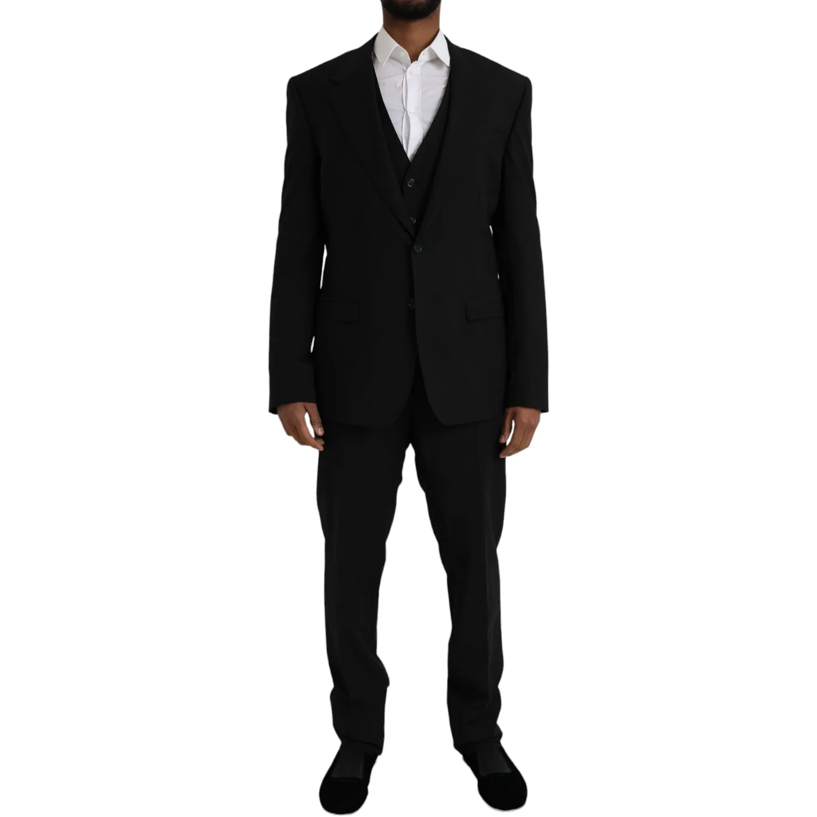 Dolce & Gabbana Men's Black Polyester STAFF Formal 3 Piece Suit