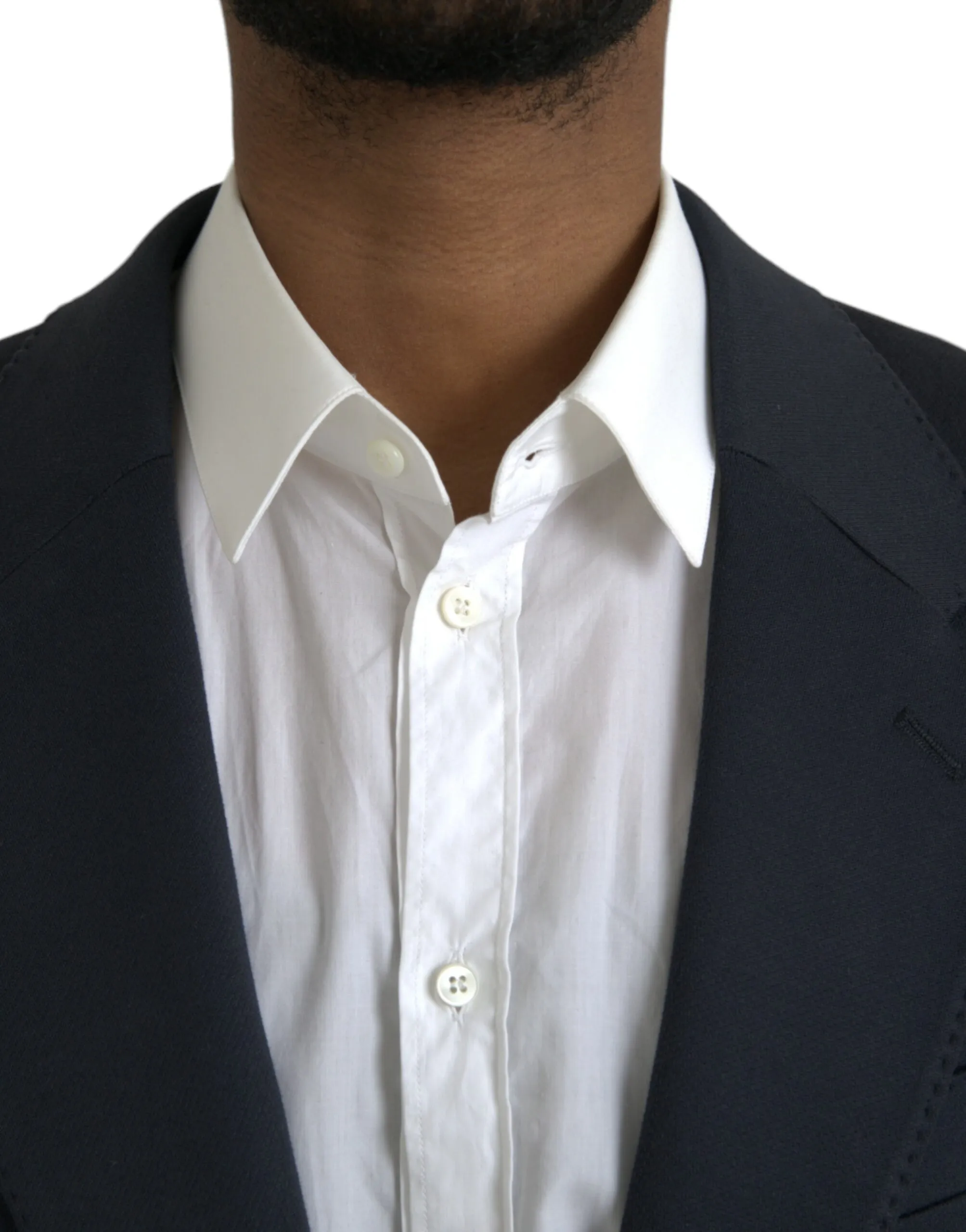 Dolce & Gabbana Men's Dark Blue Cotton Single Breasted Coat Blazer