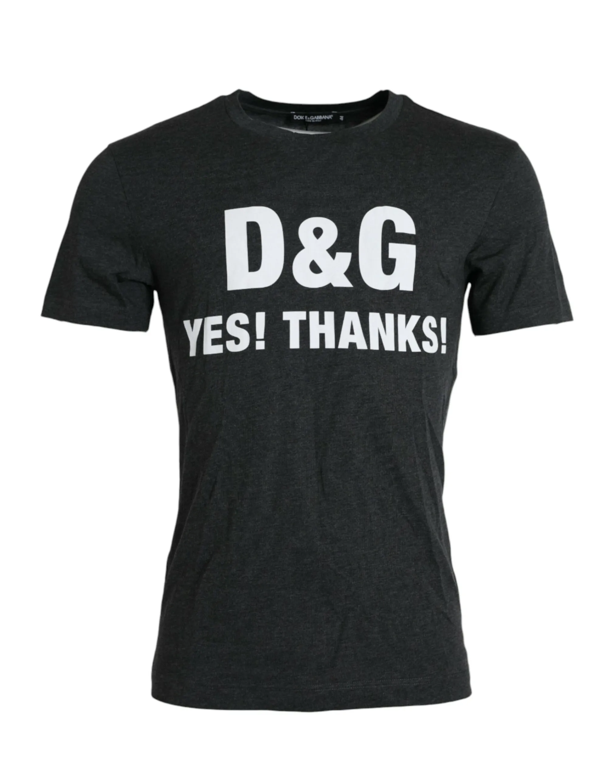 Dolce & Gabbana Men's Gray Logo Print Crewneck Short Sleeve T-shirt