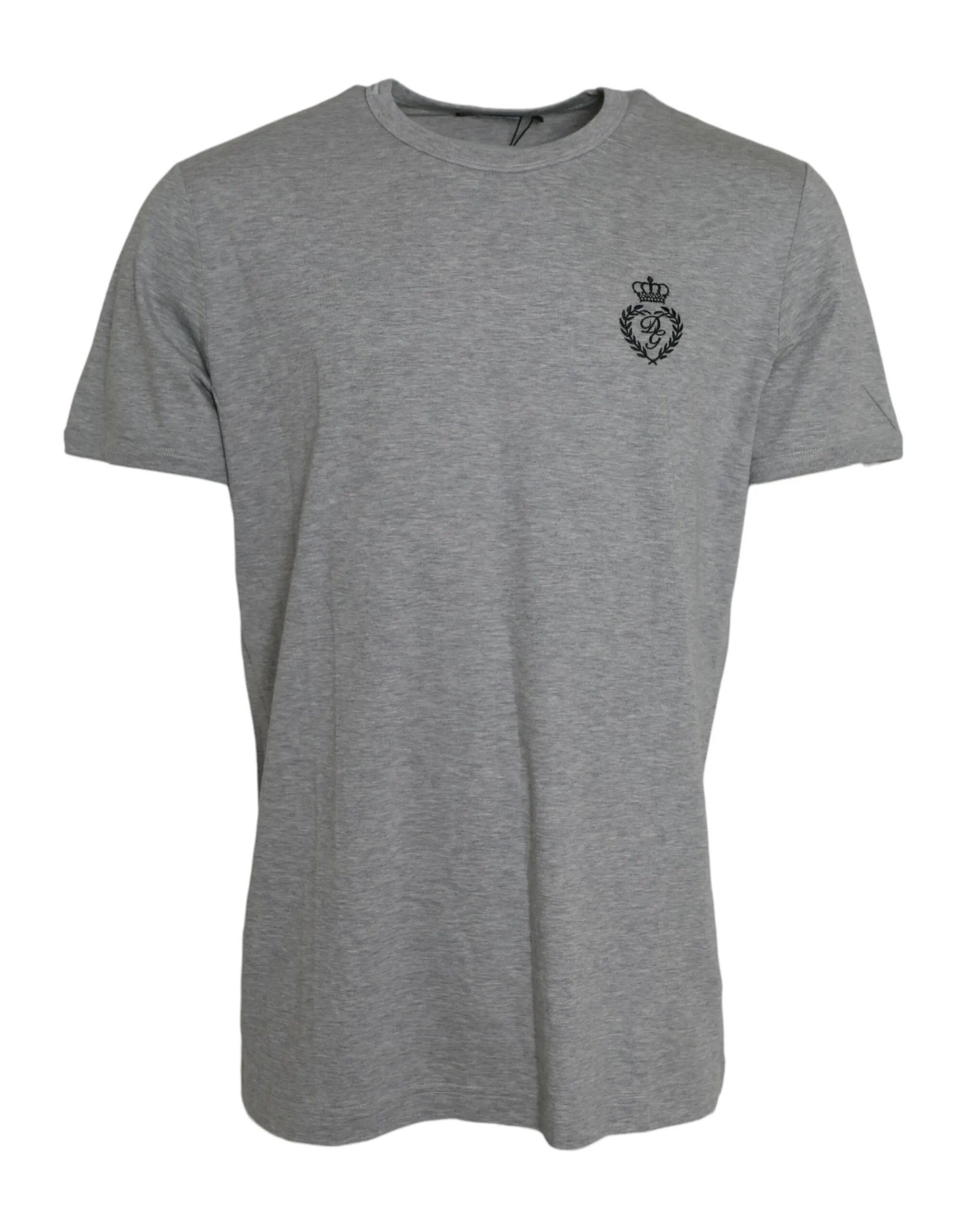 Dolce & Gabbana Men's Gray Logo Embroidery Crew Neck T-shirt