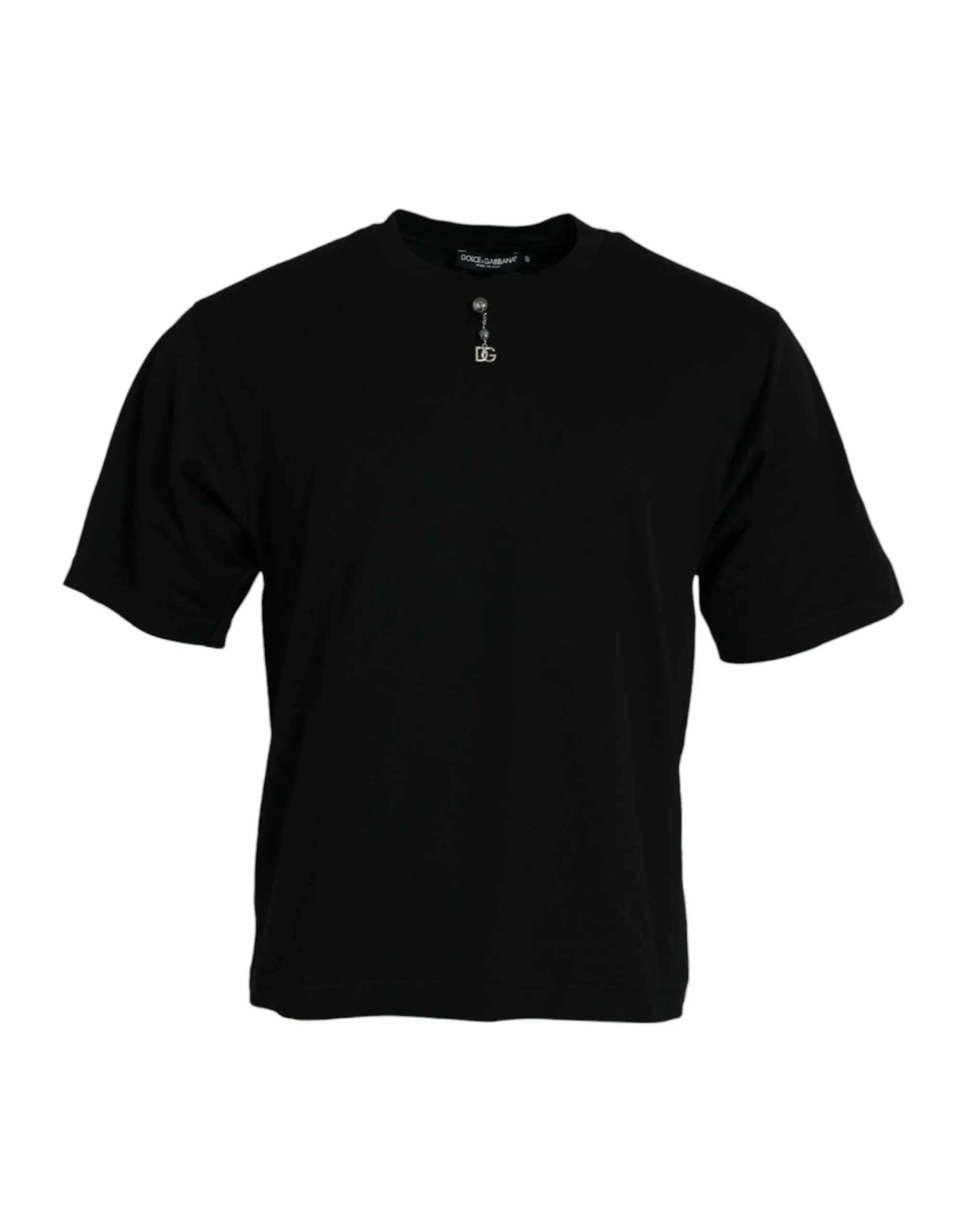 Dolce & Gabbana Men's Black Embellished Cotton Crew Neck T-shirt