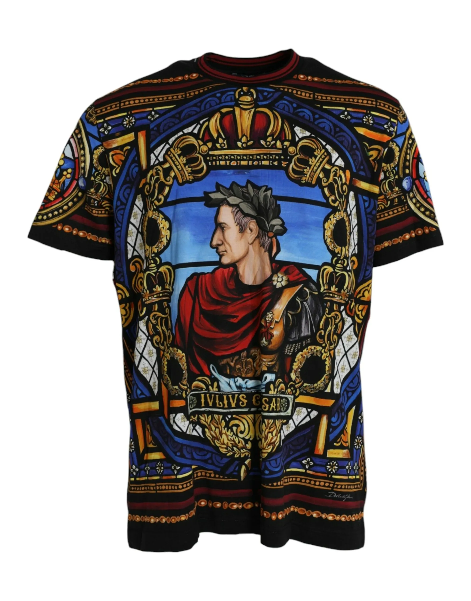 Dolce & Gabbana Men's Multicolor Julius Caesar Cotton Crew Neck T-shirt