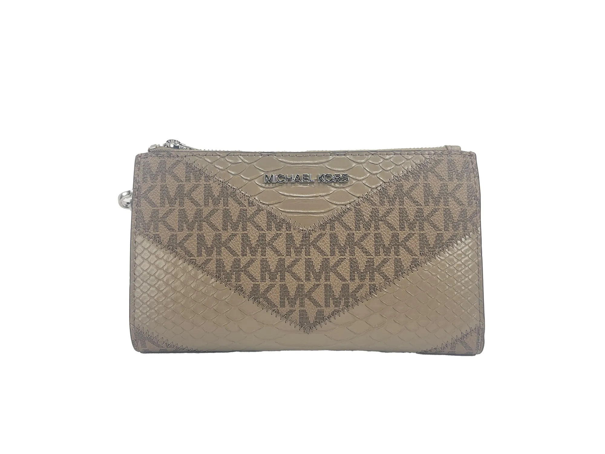 Michael Kors Women's Jet Set Large Double Zip Python Dusk Wristlet Wallet