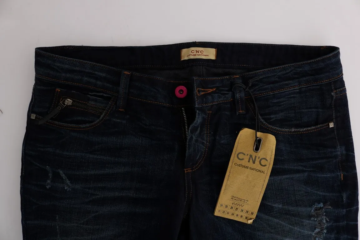 Costume National Women's Elegant Blue Regular Fit Cotton Jeans