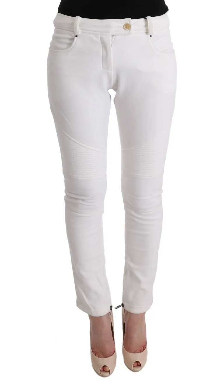 Ermanno Scervino Women's Chic White Slim Fit Cotton Pants